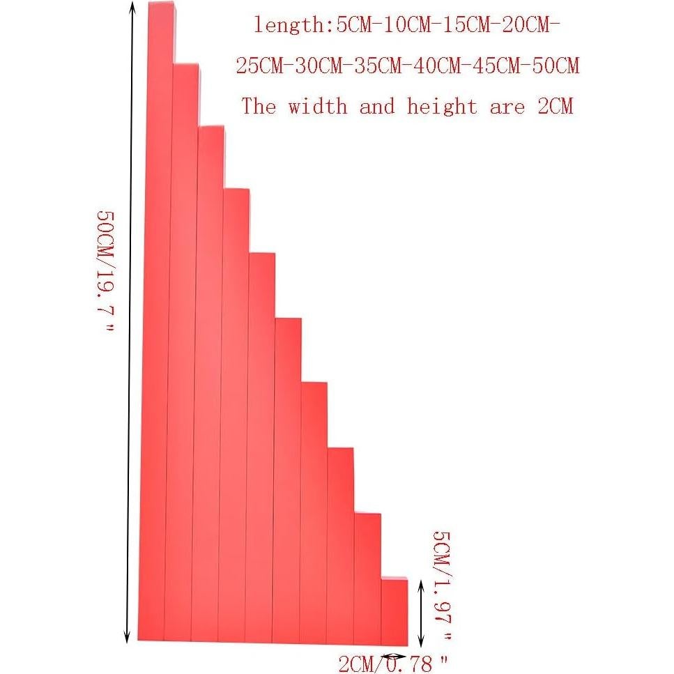 Varas Rojas Largas Montessori Kghios - Juguetes Educativos 5-50cm