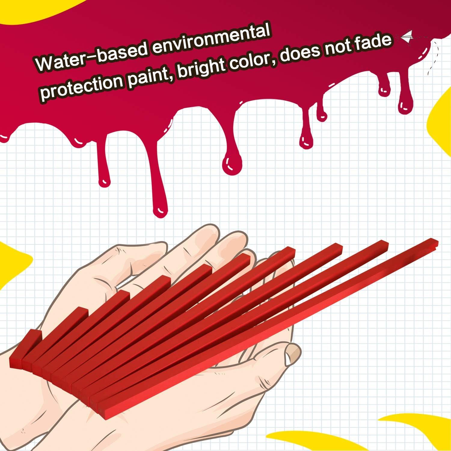 Varas Largas Rojas Montessori - 10 Piezas de Madera 10-100 cm