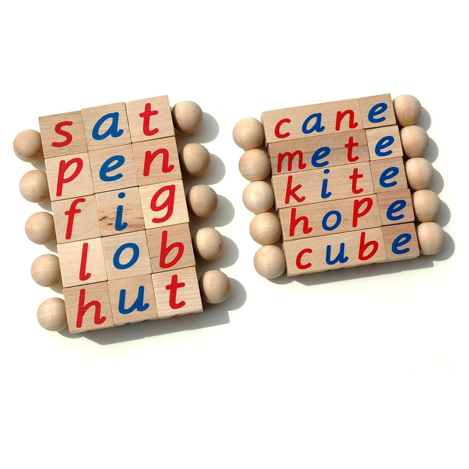 Conjunto de Bloques de Lectura Fonética y Silenciosa Quality Montessori - 10 Varillas Educativas