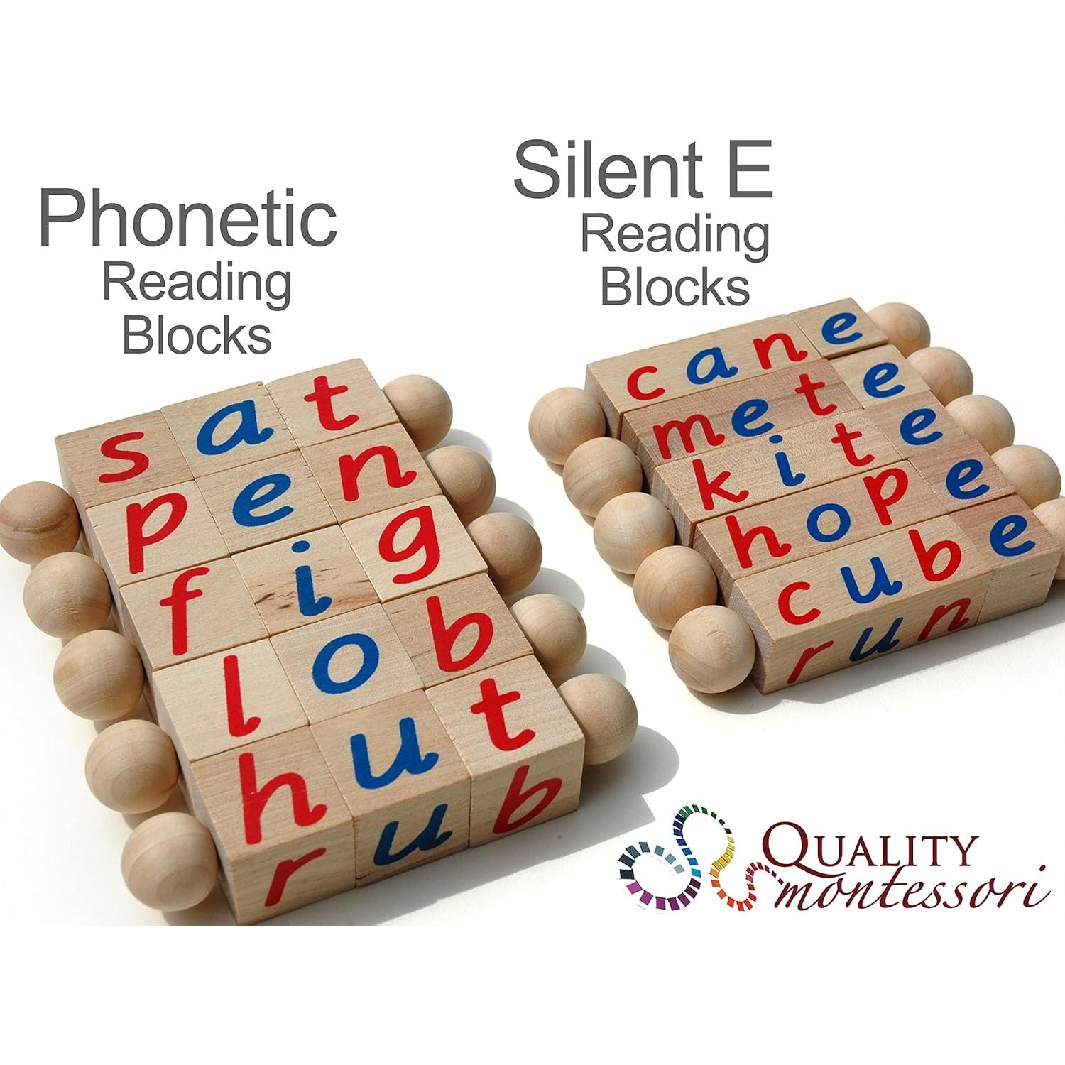 Conjunto de Bloques de Lectura Fonética y Silenciosa Quality Montessori - 10 Varillas Educativas