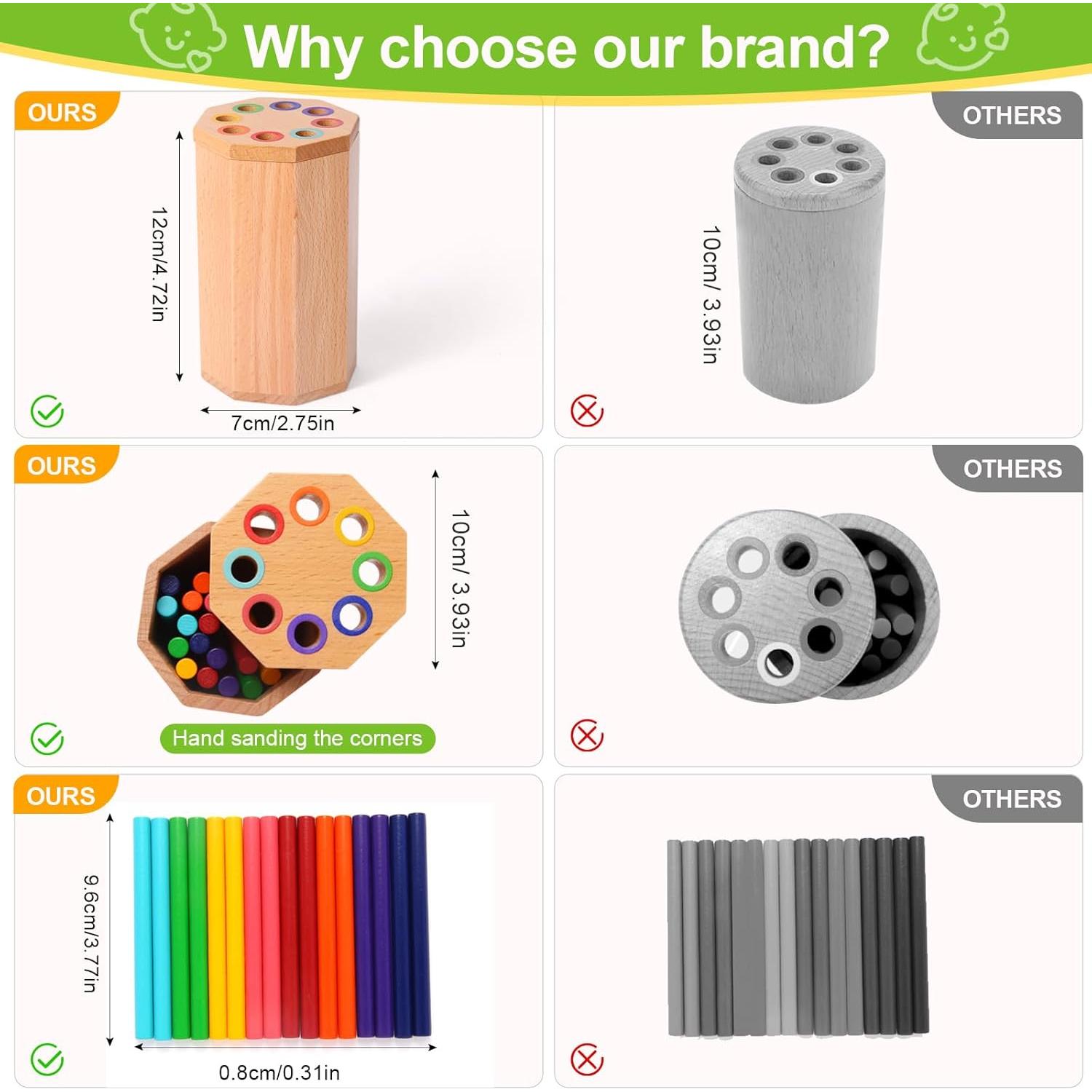 Juguete Montessori de Clasificación de Colores de Madera - Baiyigs