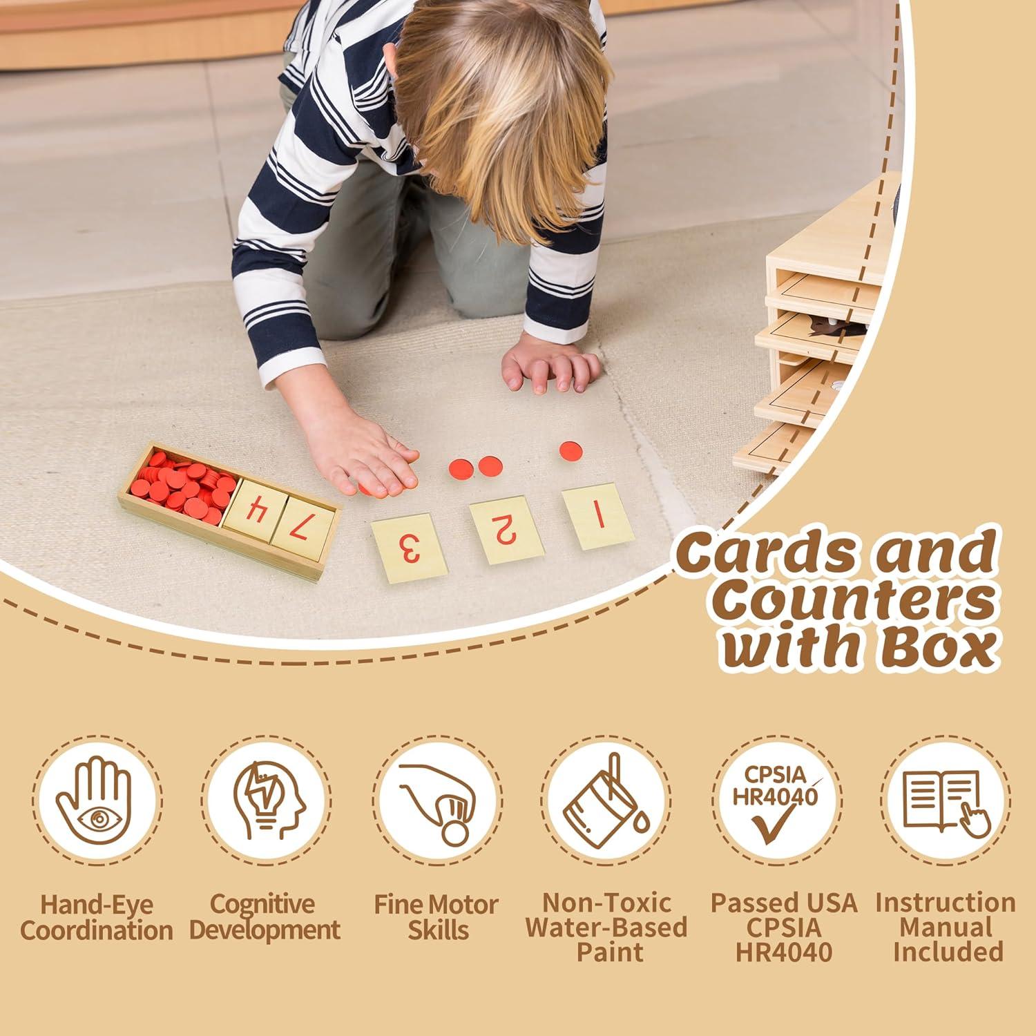 Contadores de Matemáticas Montessori Kinder Park 1-10 con Tarjetas