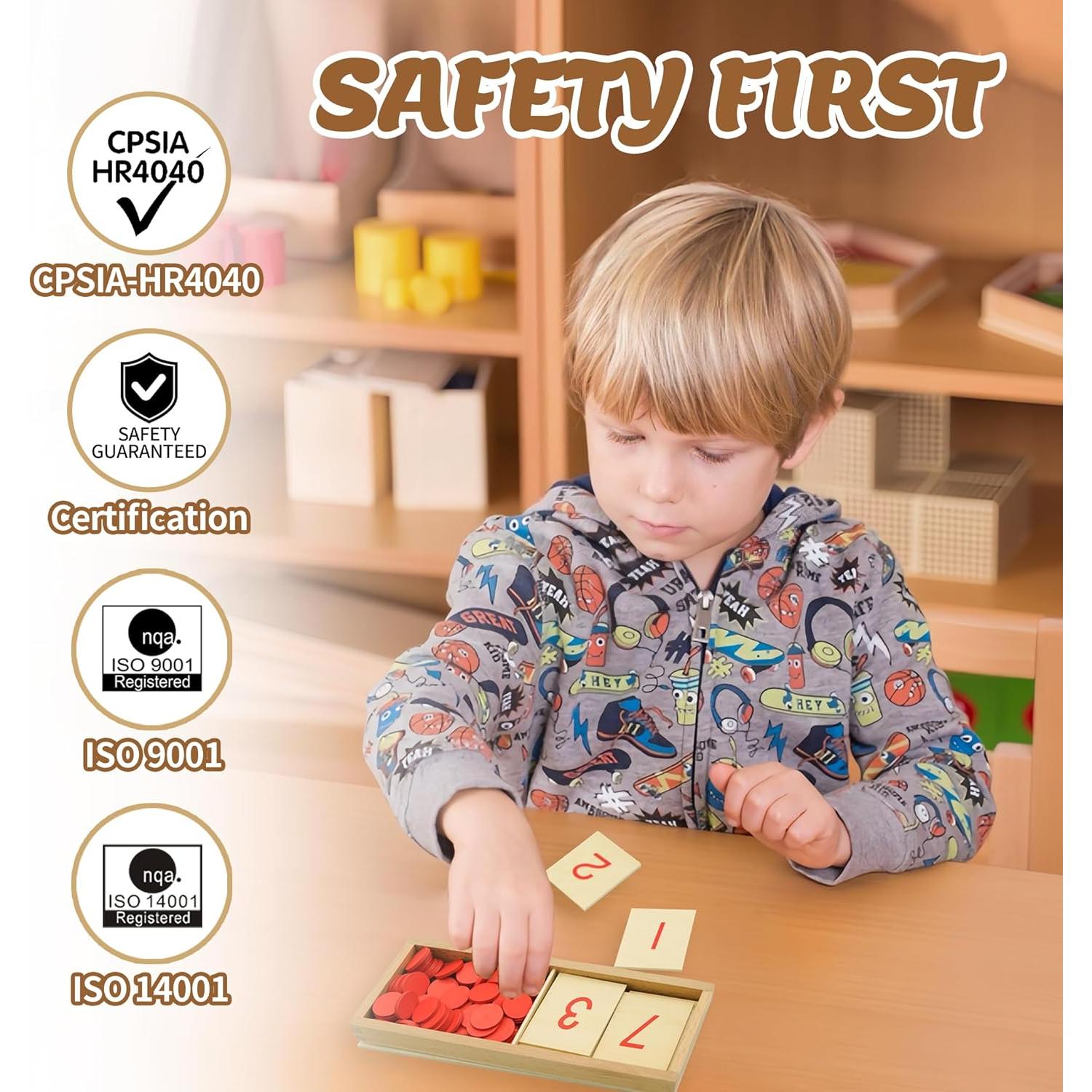 Contadores de Matemáticas Montessori Kinder Park 1-10 con Tarjetas