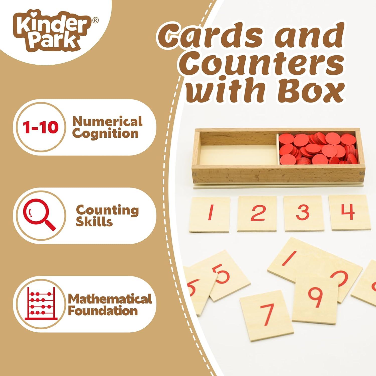 Contadores de Matemáticas Montessori Kinder Park 1-10 con Tarjetas