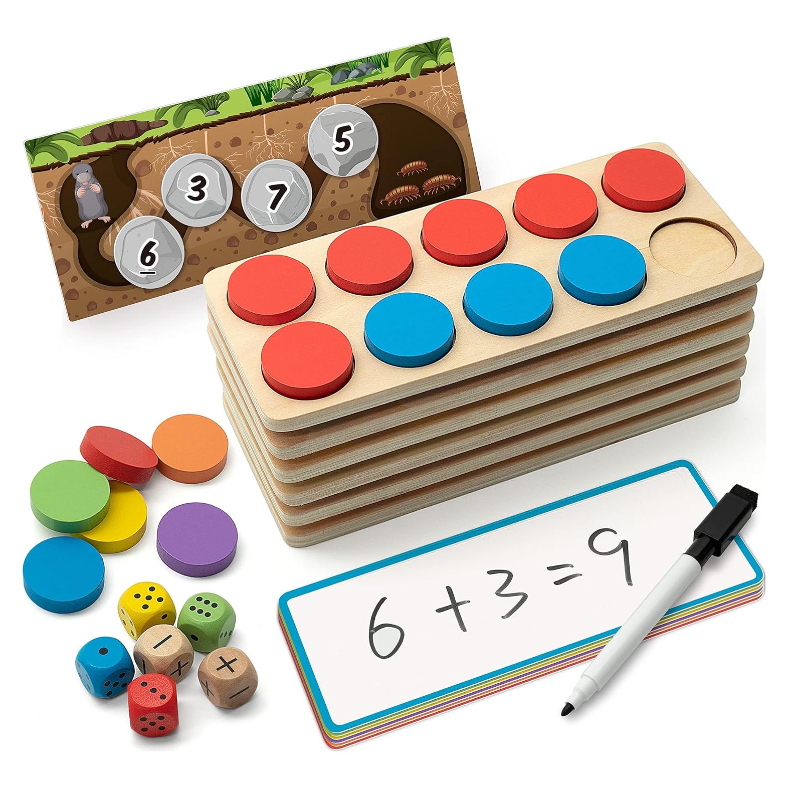 Juego de Marco de Diez de Madera SYNARRY para Matemáticas 3-8 Años
