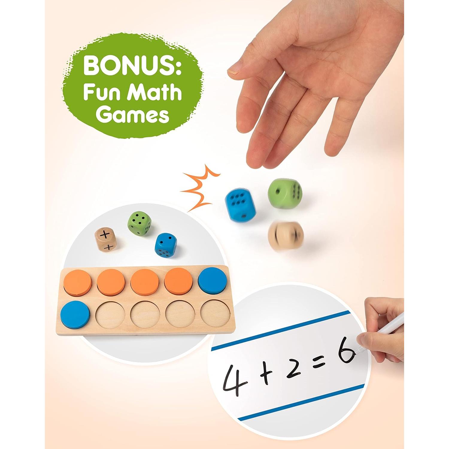 Juego de Marco de Diez de Madera SYNARRY para Matemáticas 3-8 Años