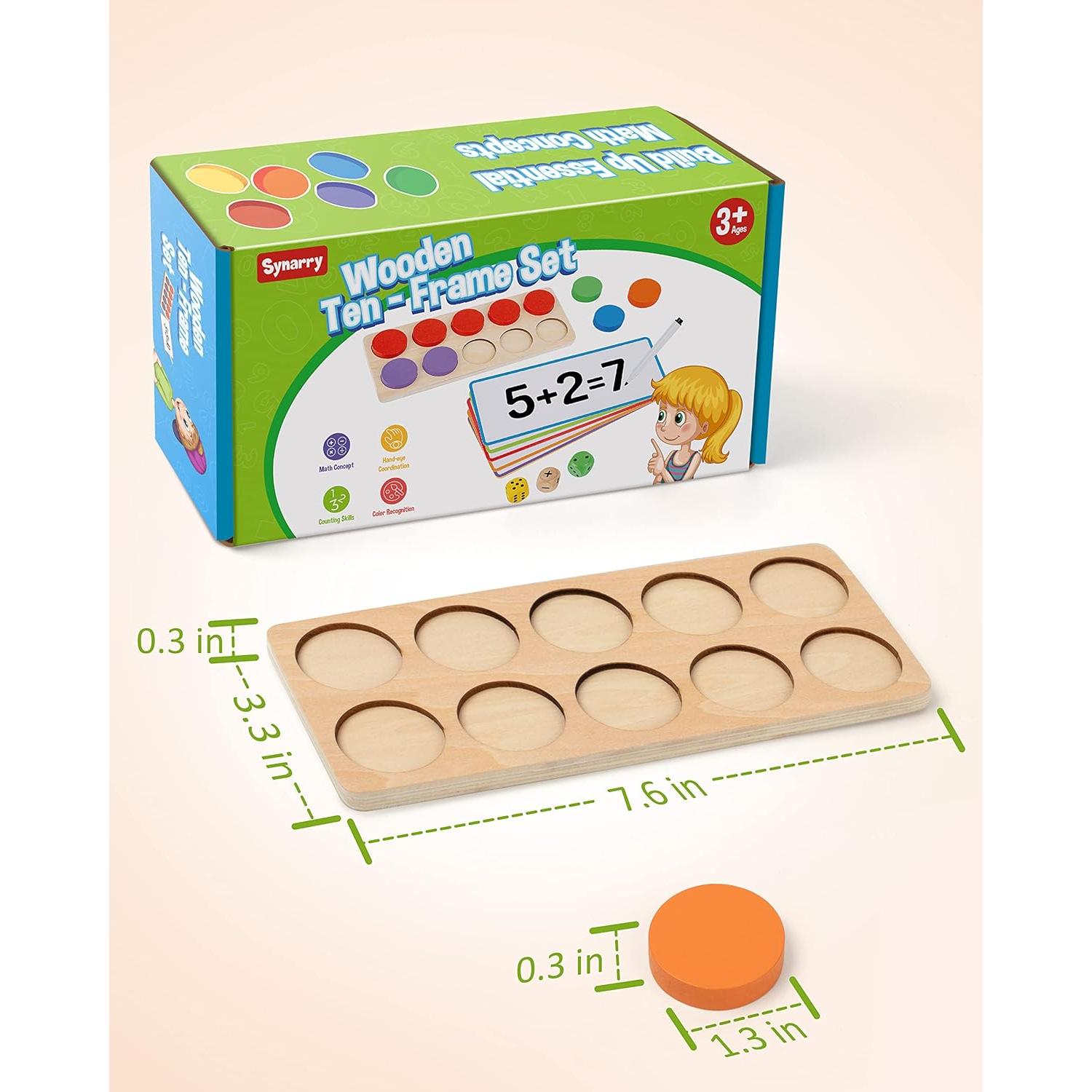 Juego de Marco de Diez de Madera SYNARRY para Matemáticas 3-8 Años