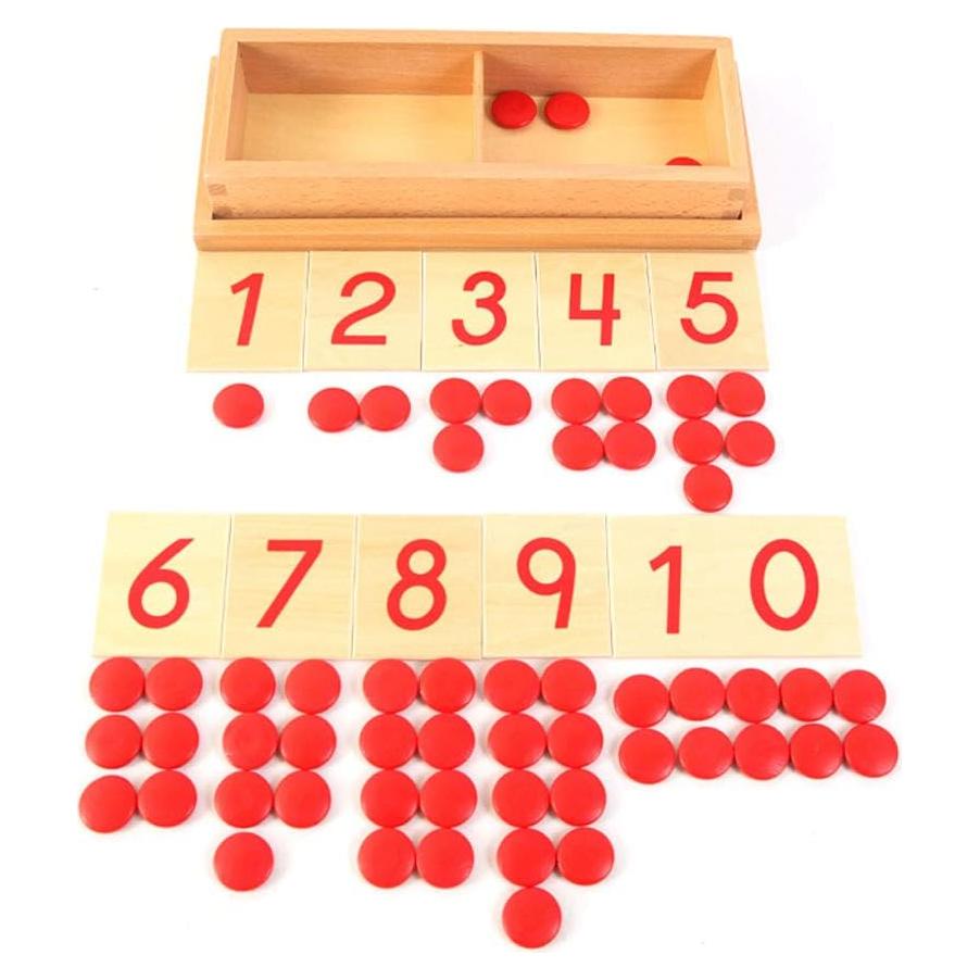 Material de Matemáticas Montessori Fly Whale con Tarjetas y Contadores