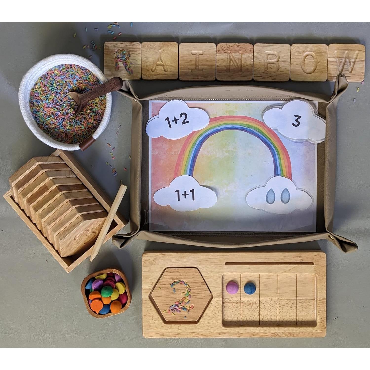 Juego de Tablero Montessori Bambeani - Diez Cuadrados de Madera