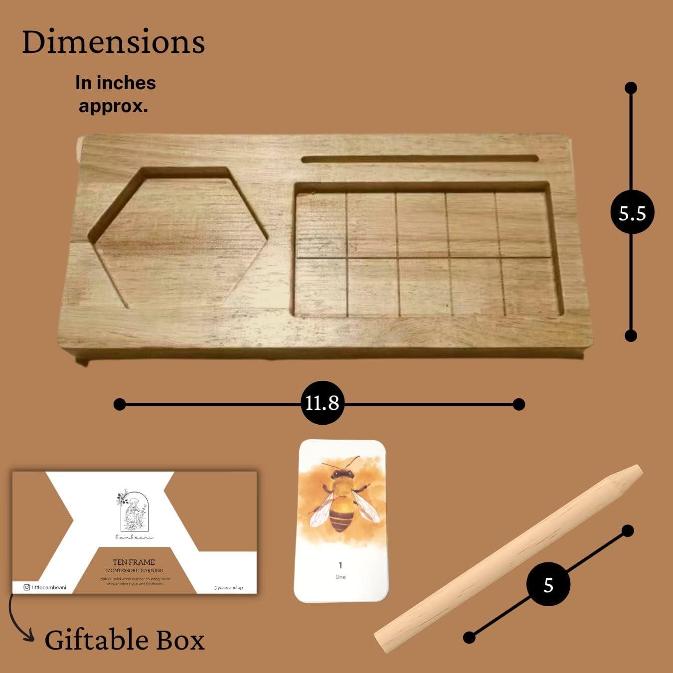 Juego de Tablero Montessori Bambeani - Diez Cuadrados de Madera