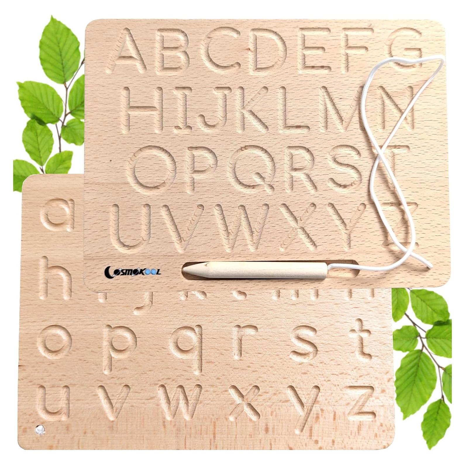 Tablero de Trazado del Alfabeto Montessori CosmoKool - Doble Cara ABC/abc