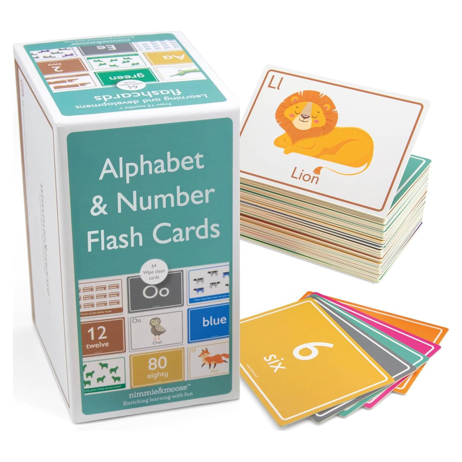 Tarjetas de Flash Nimmie & Moose para Niños 1-3 Años - Aprender Letras, Números y Colores