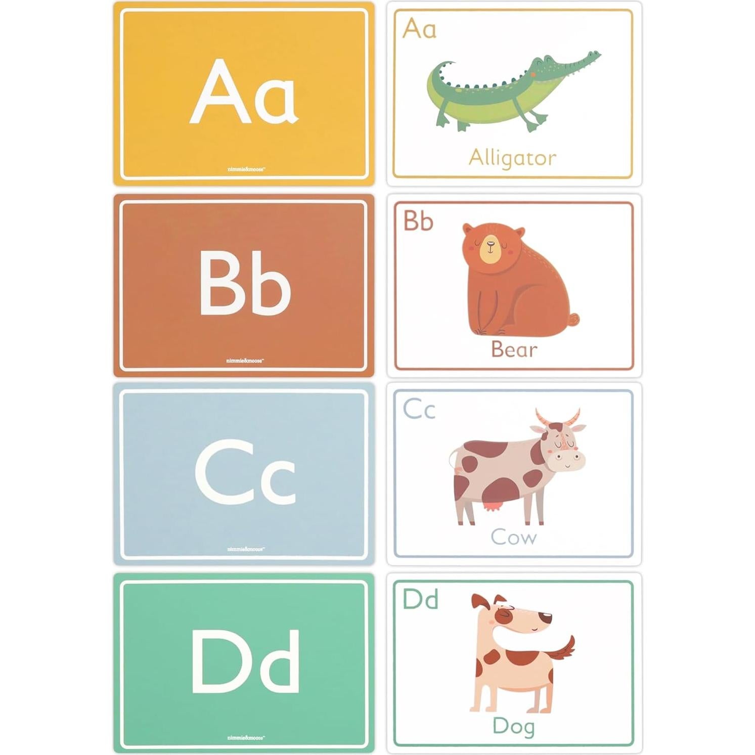Tarjetas de Flash Nimmie & Moose para Niños 1-3 Años - Aprender Letras, Números y Colores