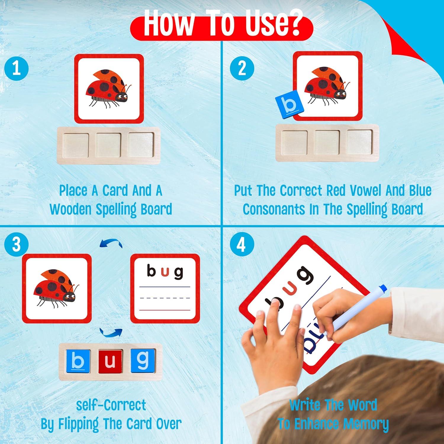 Juego de Ortografía CVC de Madera SpriteGru - 154 Piezas