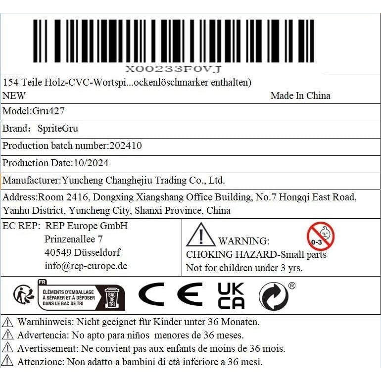 Juego de Ortografía CVC de Madera SpriteGru - 154 Piezas
