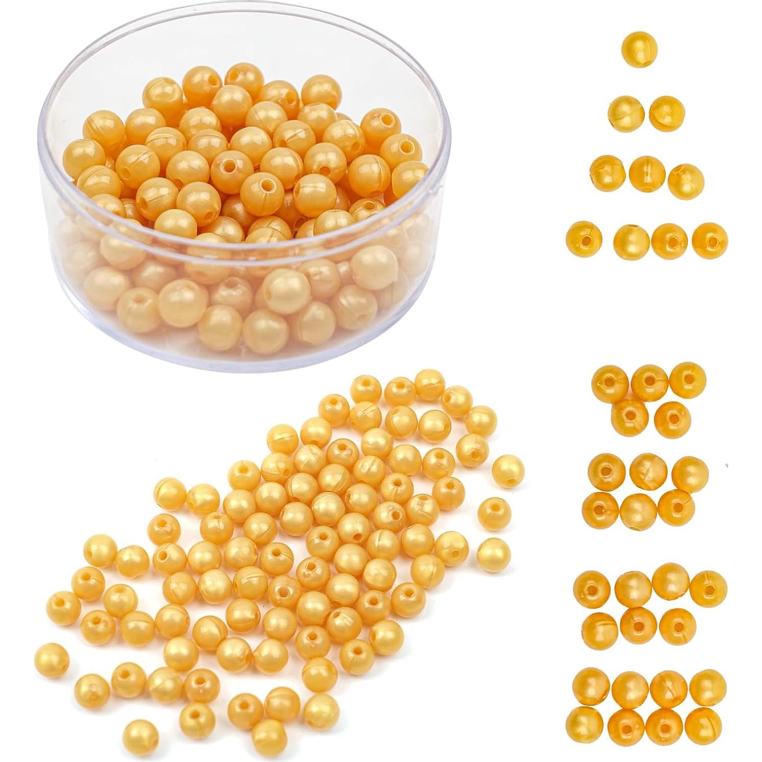 Perlas Doradas de Nylon MEYOR - 100 Unidades 7mm