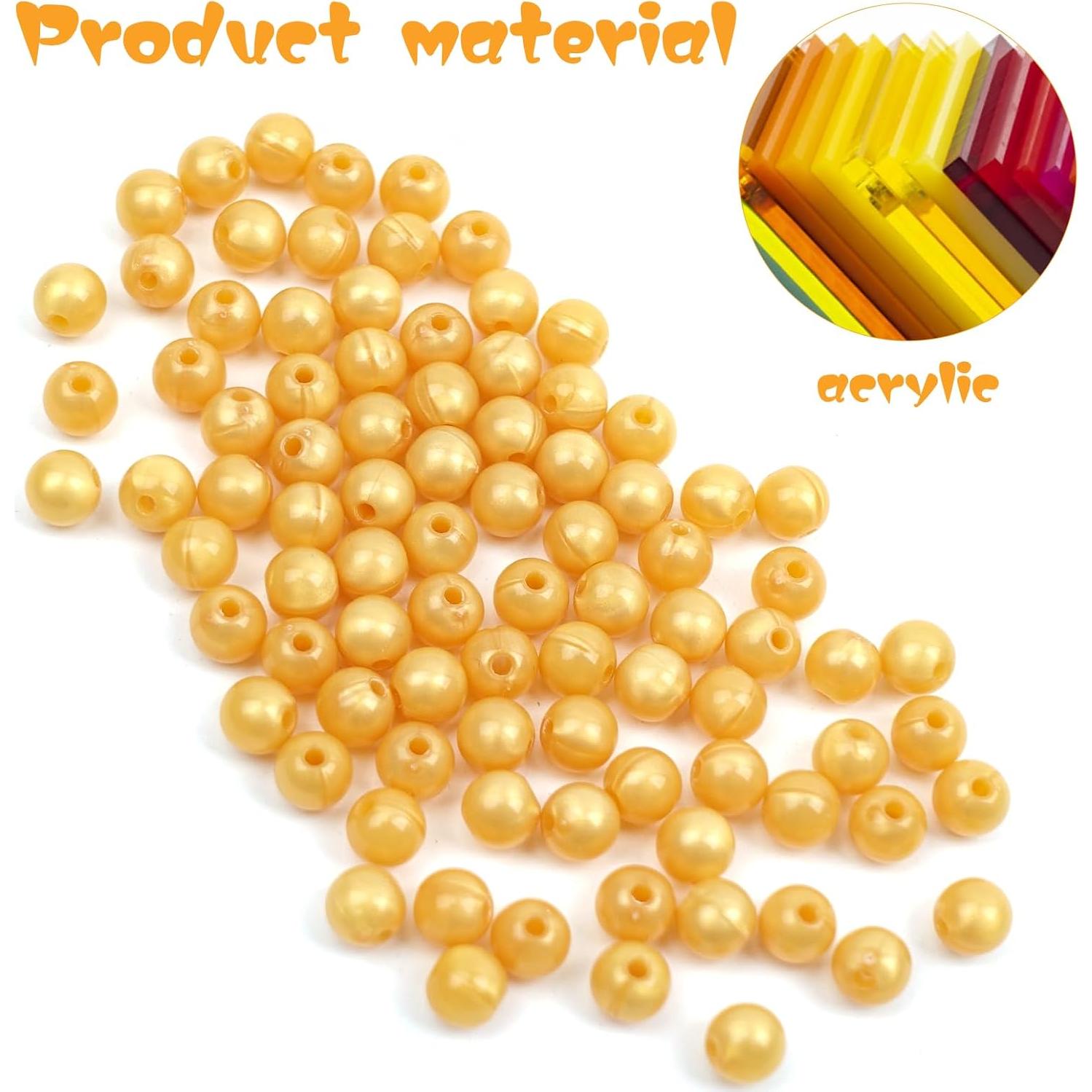 Perlas Doradas de Nylon MEYOR - 100 Unidades 7mm