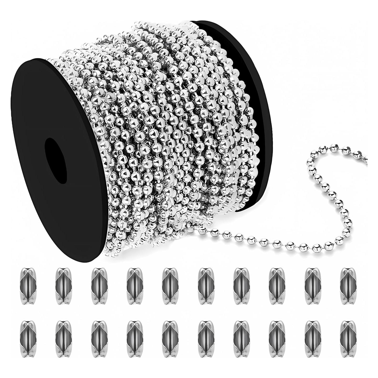 Cadena de cuentas de acero inoxidable 304 30.48m #10 para manualidades