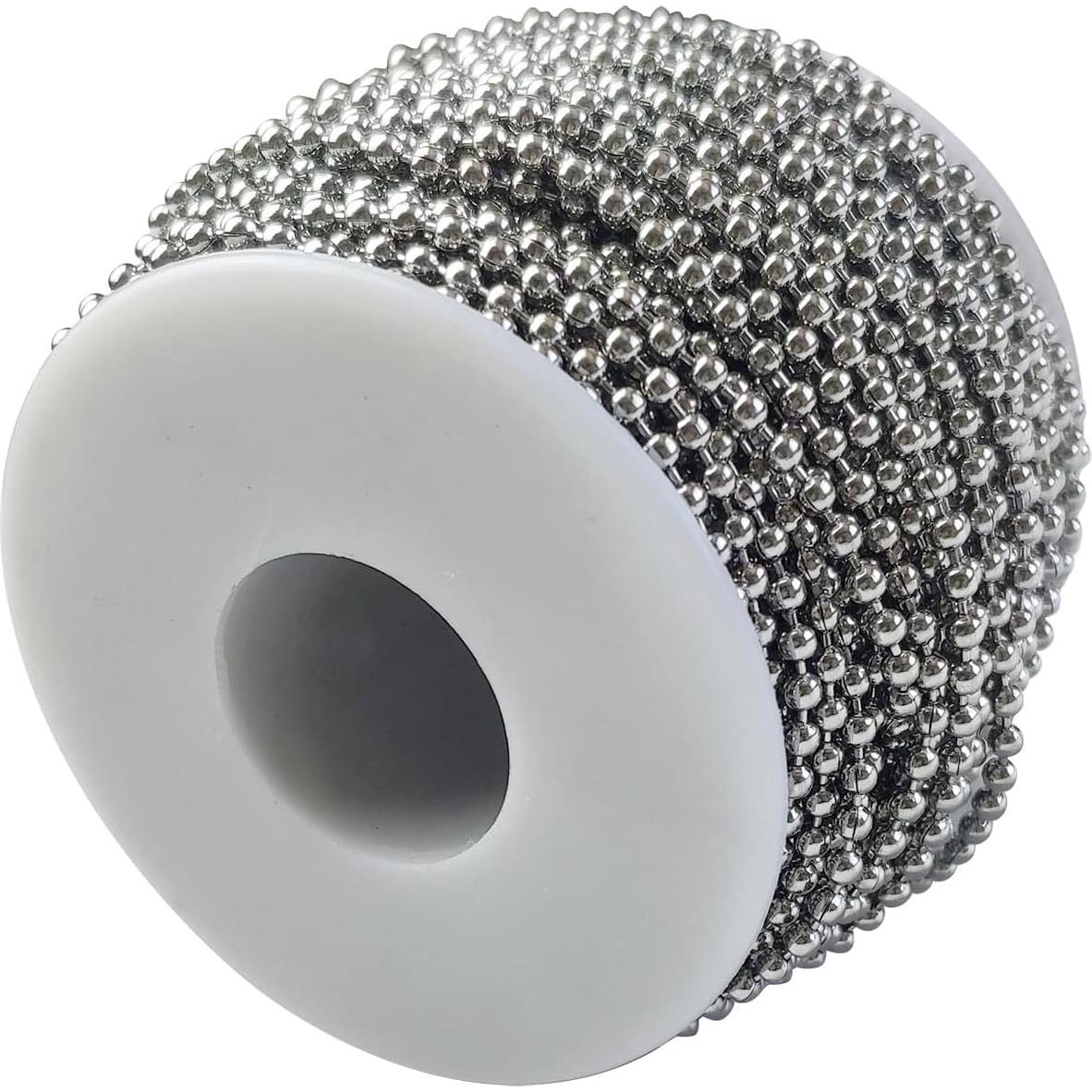Cadena de Bolas de Acero Inoxidable 30m 2.4mm con 100 Conectores