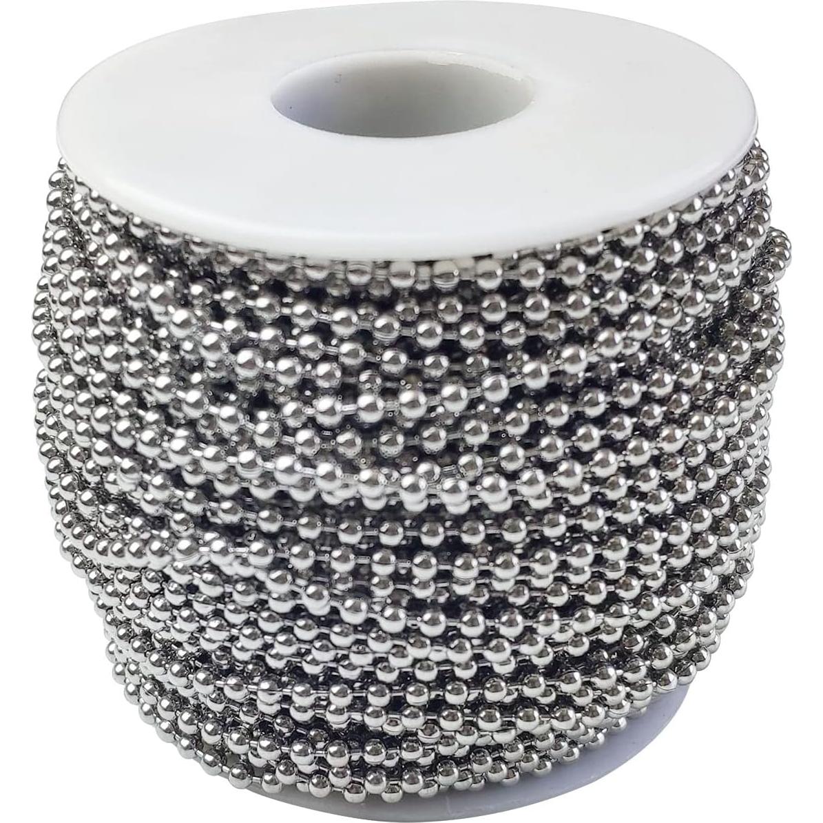 Cadena de Bolas de Acero Inoxidable 30m 2.4mm con 100 Conectores