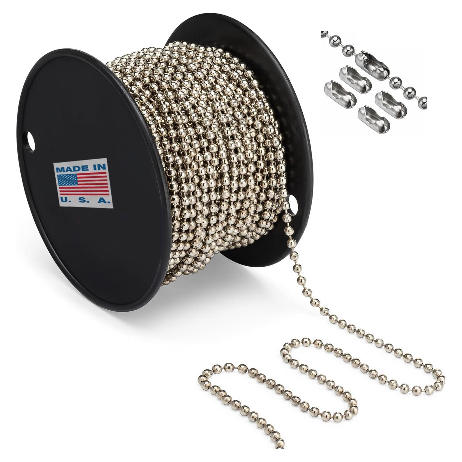 Cadena de Bolas #10 Acero Inoxidable 4.5mm 100 Pies California Blinds