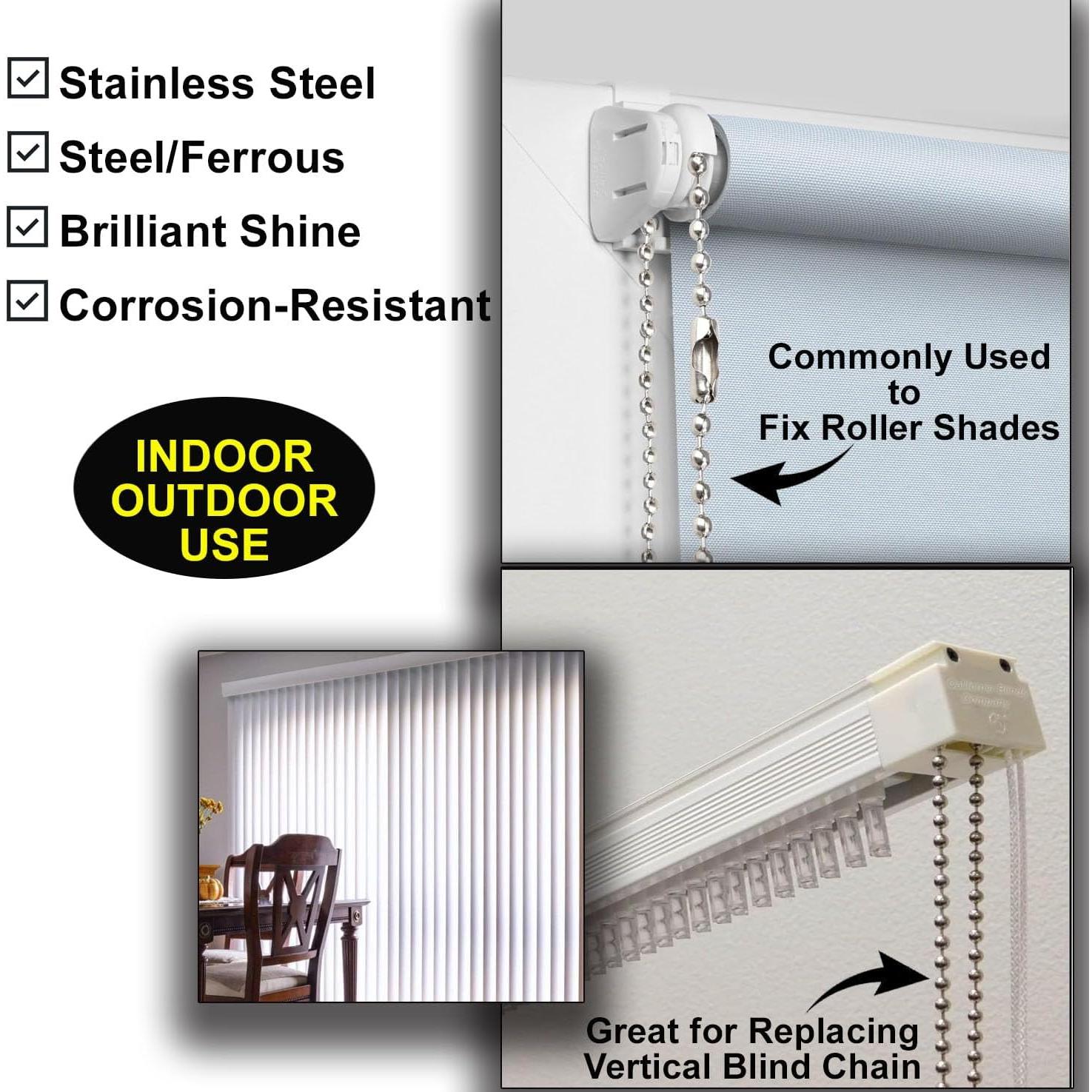 Cadena de Bolas #10 Acero Inoxidable 4.5mm 100 Pies California Blinds