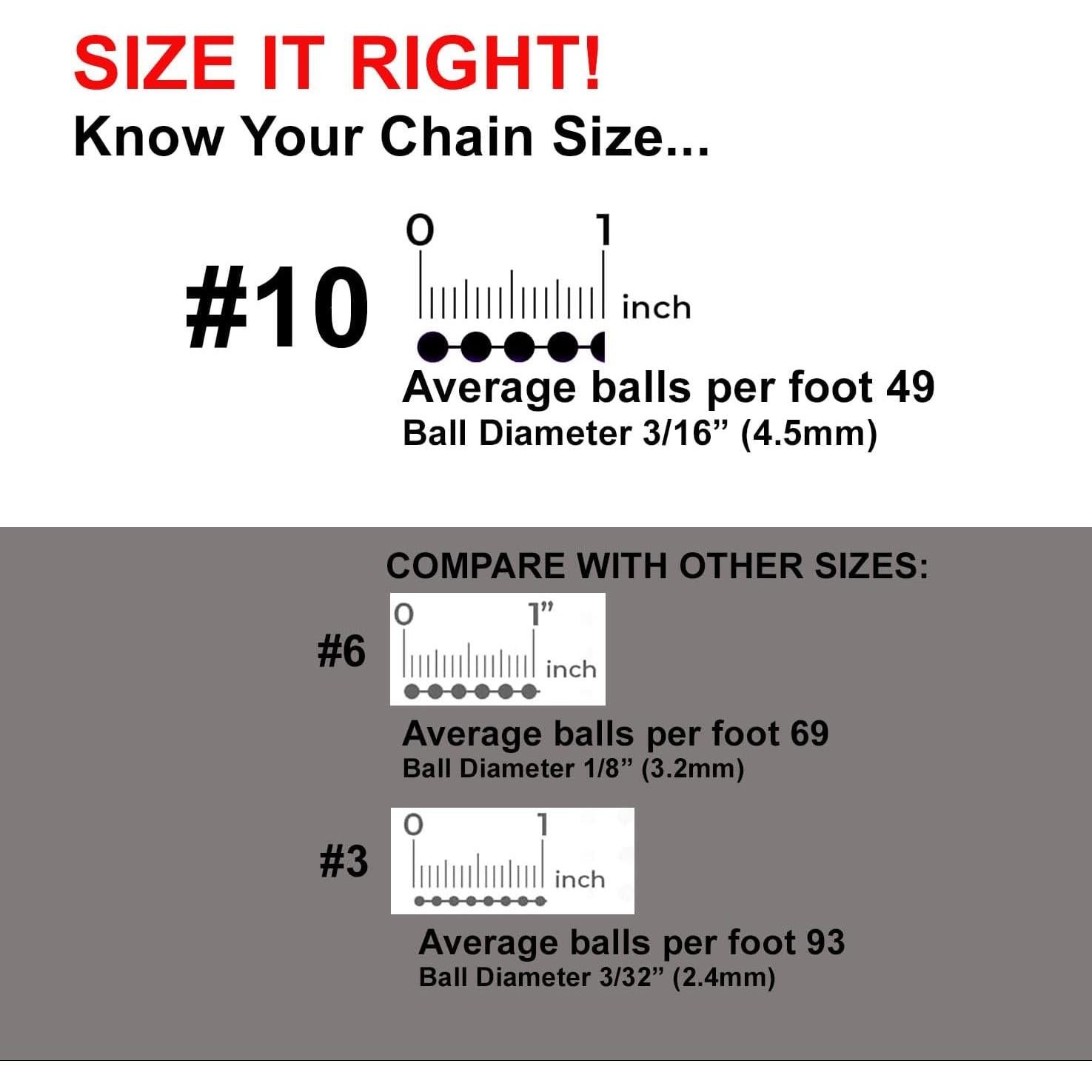 Cadena de Bolas #10 Acero Inoxidable 4.5mm 100 Pies California Blinds