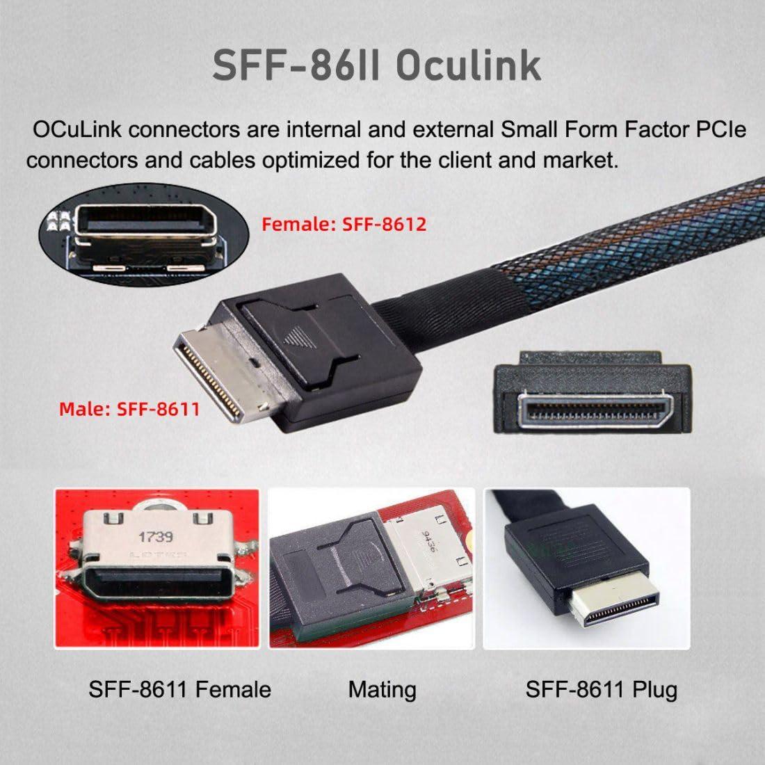 Cable OCuLink SFF-8611 50cm CY PCIe 4.0 Macho a Macho