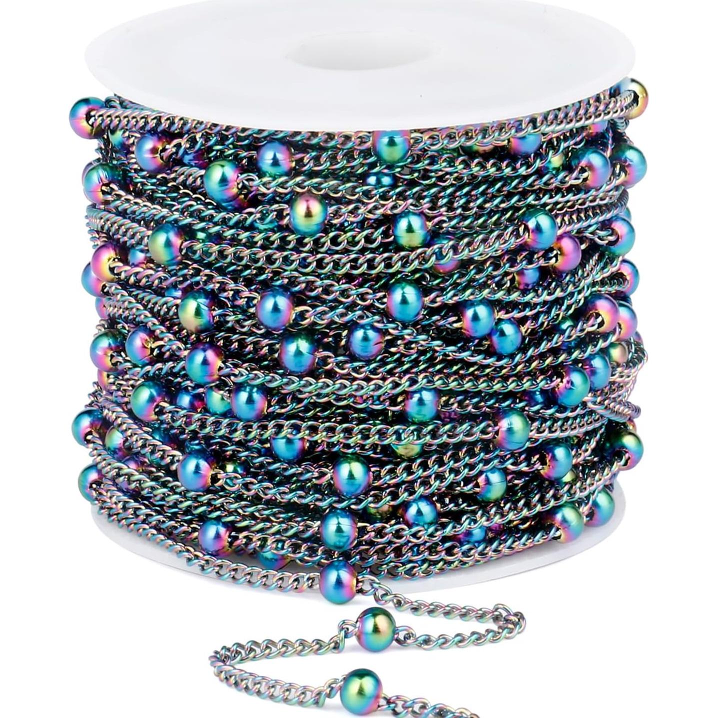 Cadena de Perlas de Satélite Multicolor 10m Acero Inoxidable 304