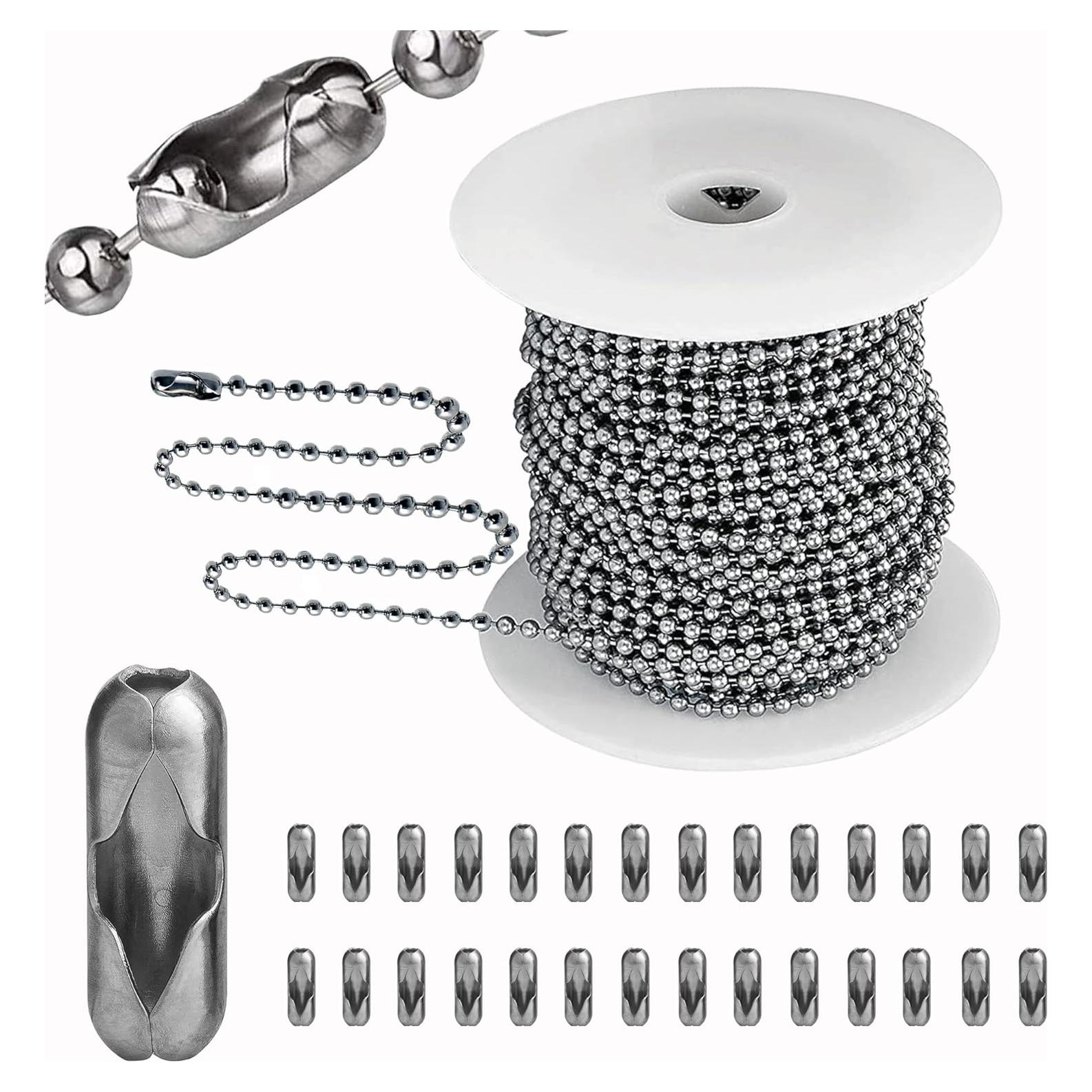 Cadena de cuentas de bola 2.4mm YZDTECH 33.5m con 200 conectores