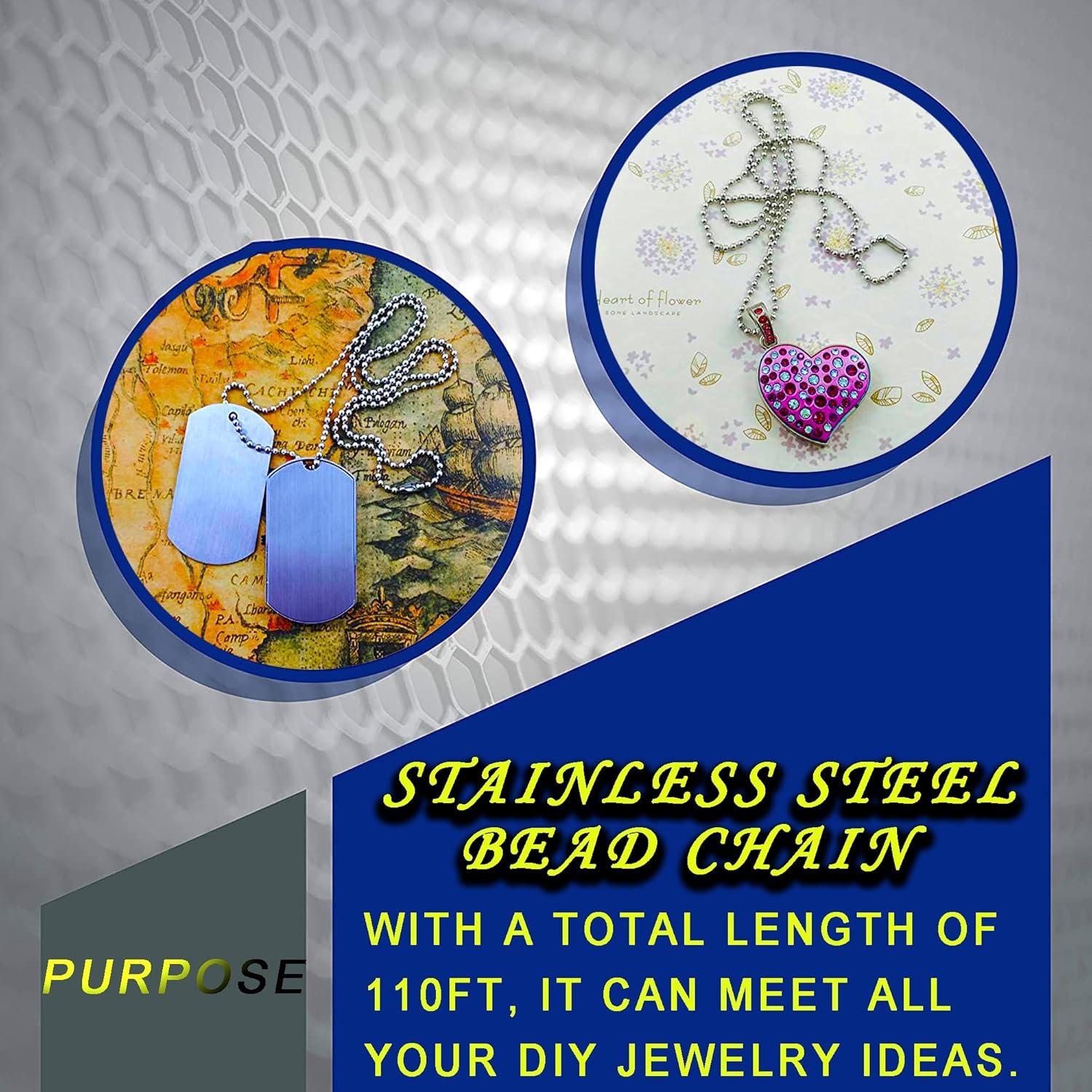 Cadena de cuentas de bola 2.4mm YZDTECH 33.5m con 200 conectores