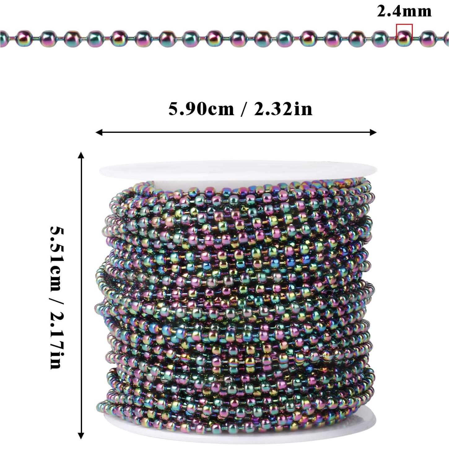 Cadena de Bolas de Acero Inoxidable 304 15.24m 2.4mm Colorido