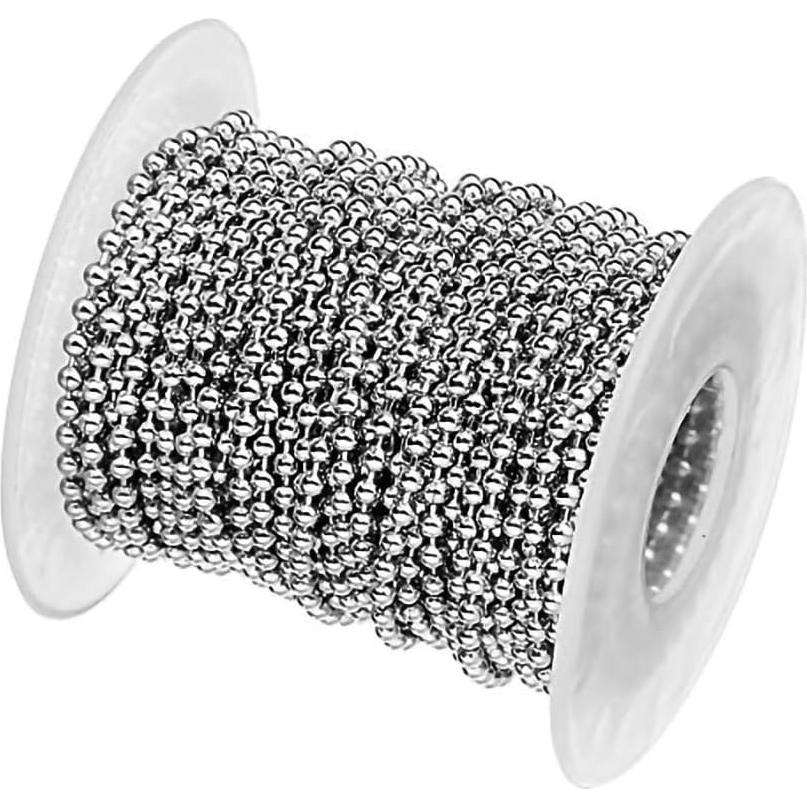 Cadena de Perlas de Acero Inoxidable Tiparts 9.14m 2.4mm + 20 Conectores