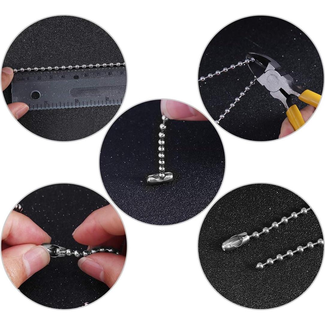 Cadena de Perlas de Acero Inoxidable Tiparts 9.14m 2.4mm + 20 Conectores