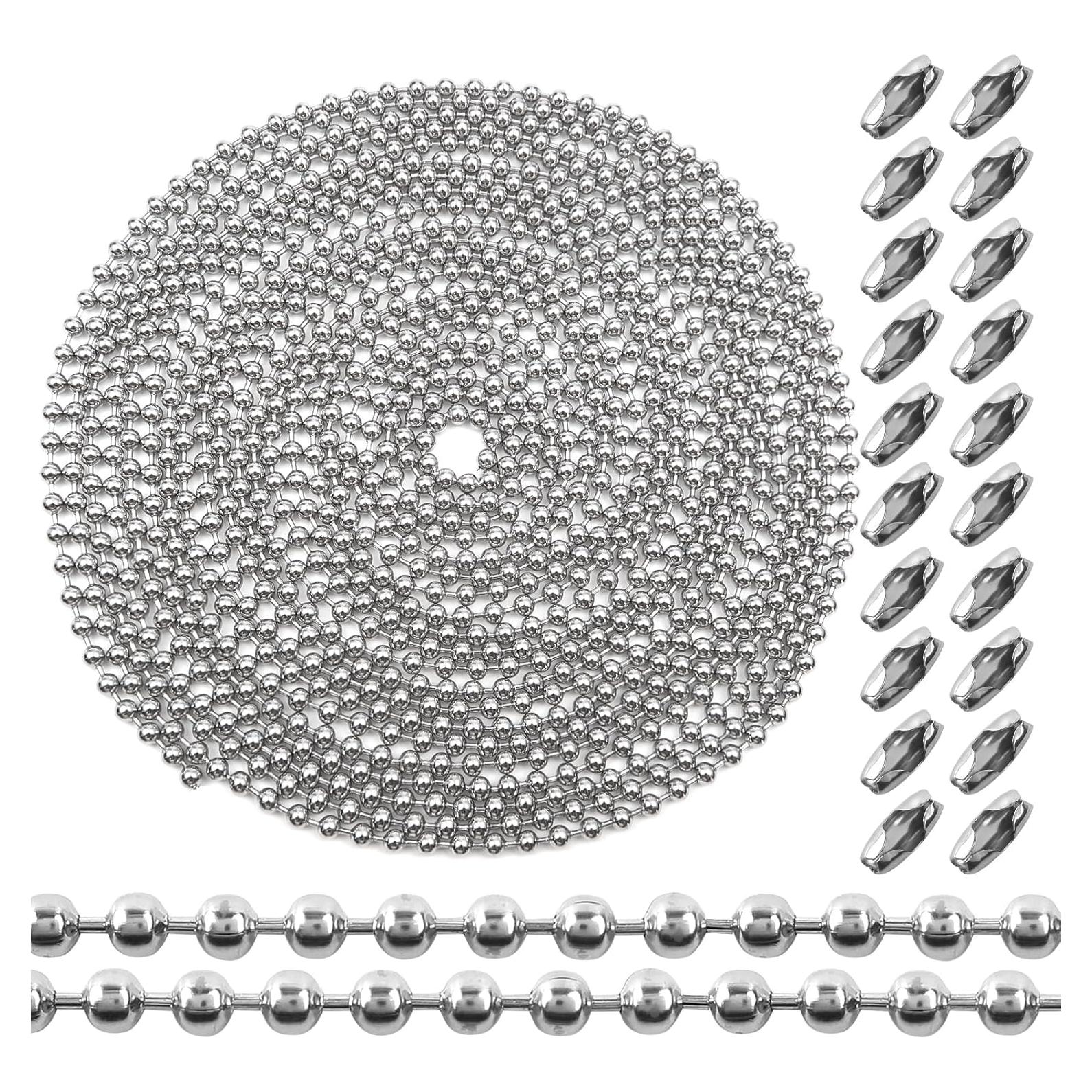 Cadena de Bolas de Acero Inoxidable TOAOB 6 m 4.5 mm con 20 Conectores