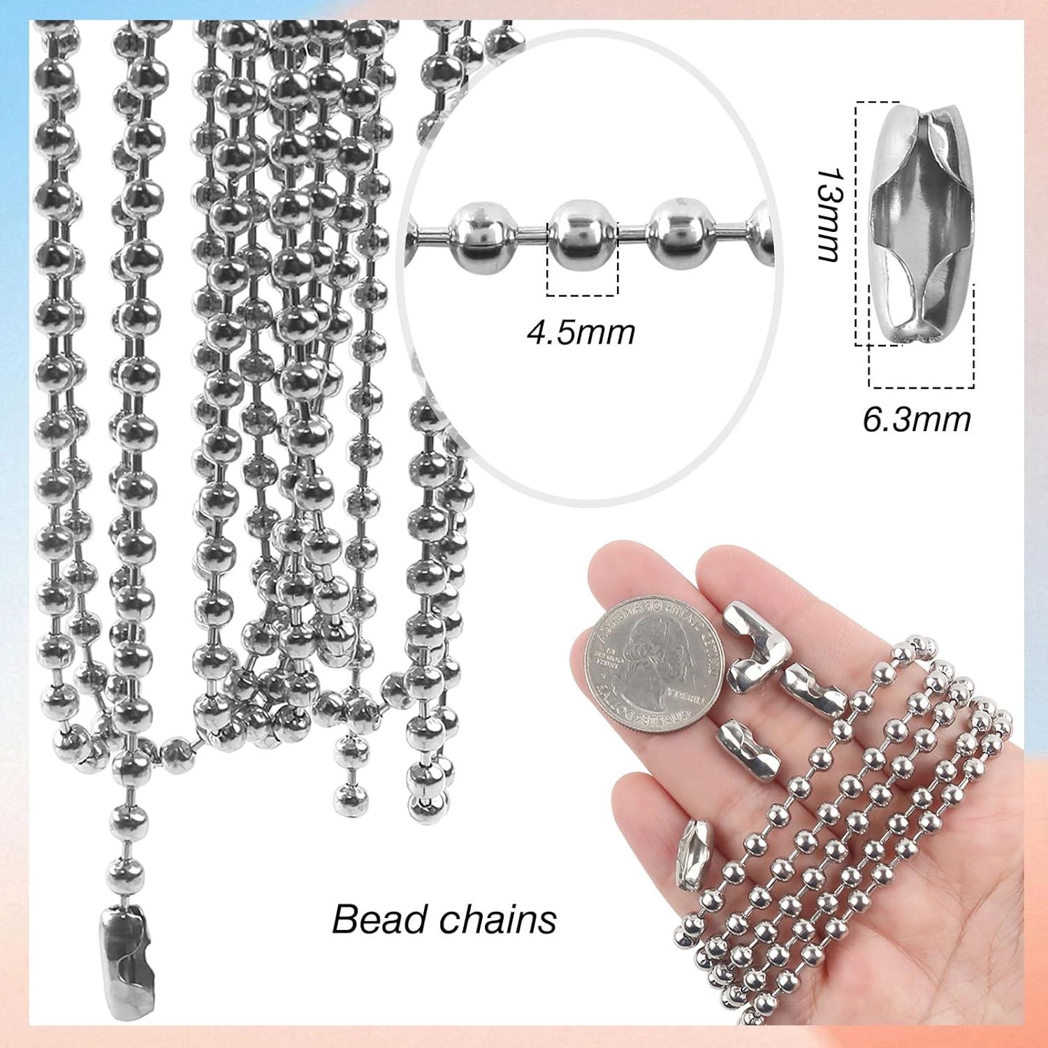 Cadena de Bolas de Acero Inoxidable TOAOB 6 m 4.5 mm con 20 Conectores