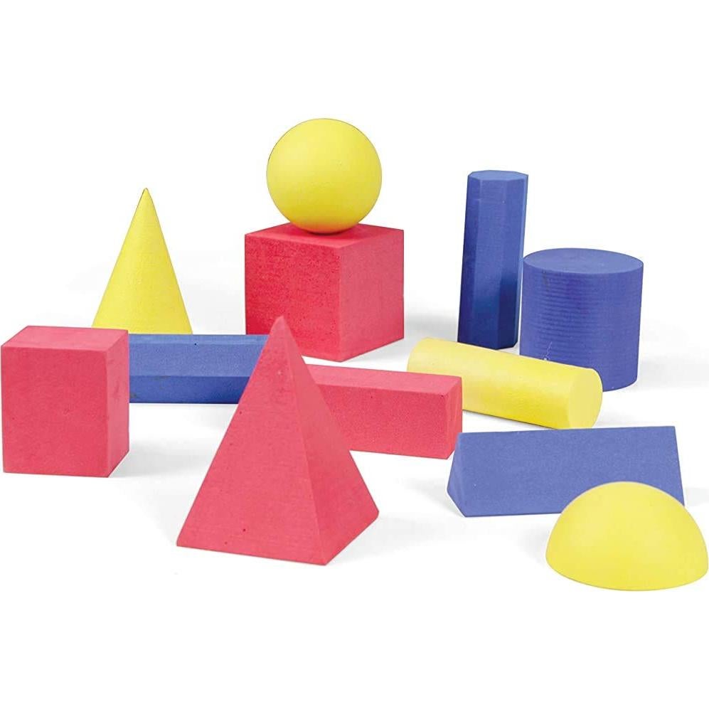 Bloques Sólidos Geométricos de Espuma hand2mind - Set de 12