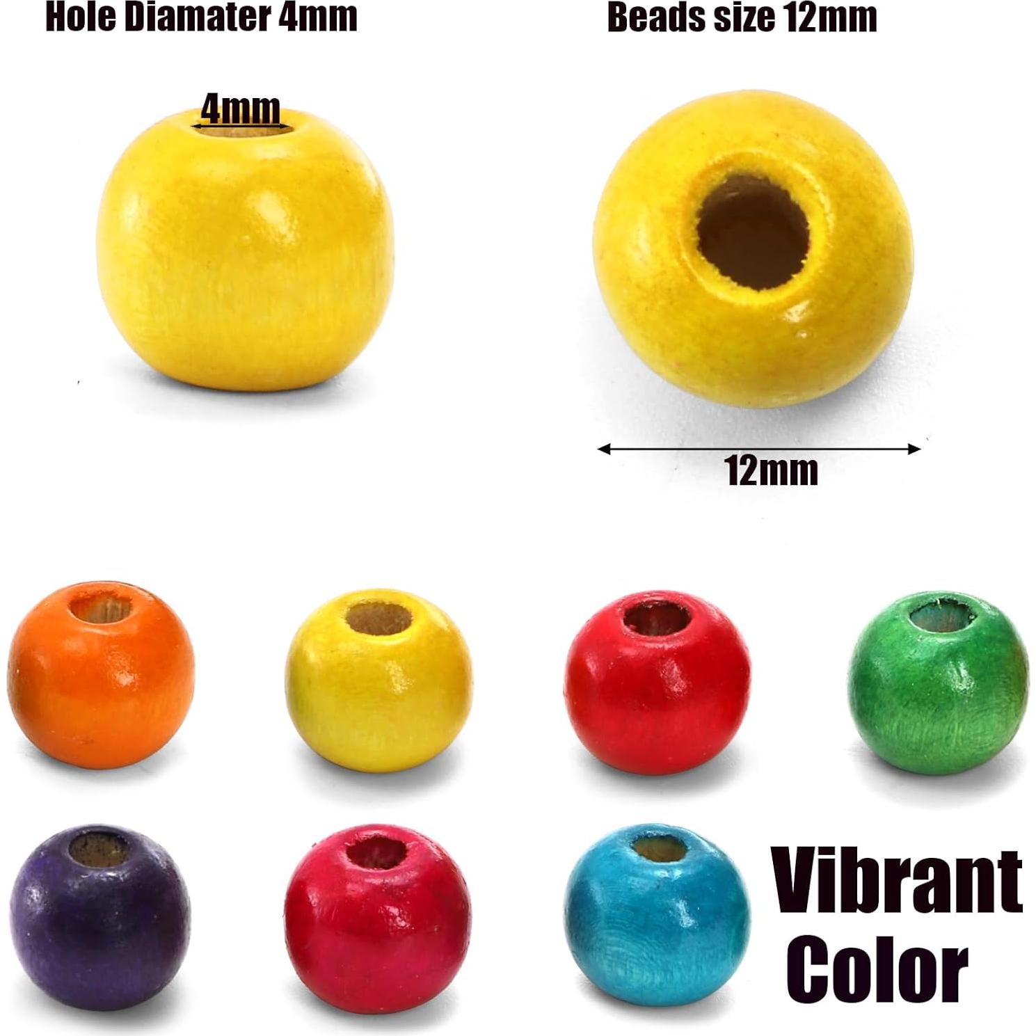 Perlas de Madera Cedilis 2000 Pcs 12mm Multicolor para Manualidades