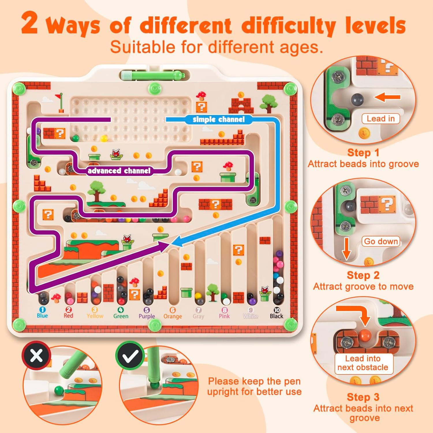 Laberinto Magnético de Colores y Números Ruizhibao 30x27 cm