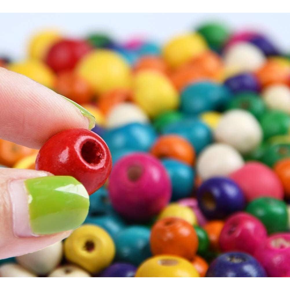 WOWOSS 1000 Perlas de Madera Coloridas 8-14mm + 50m Cordón