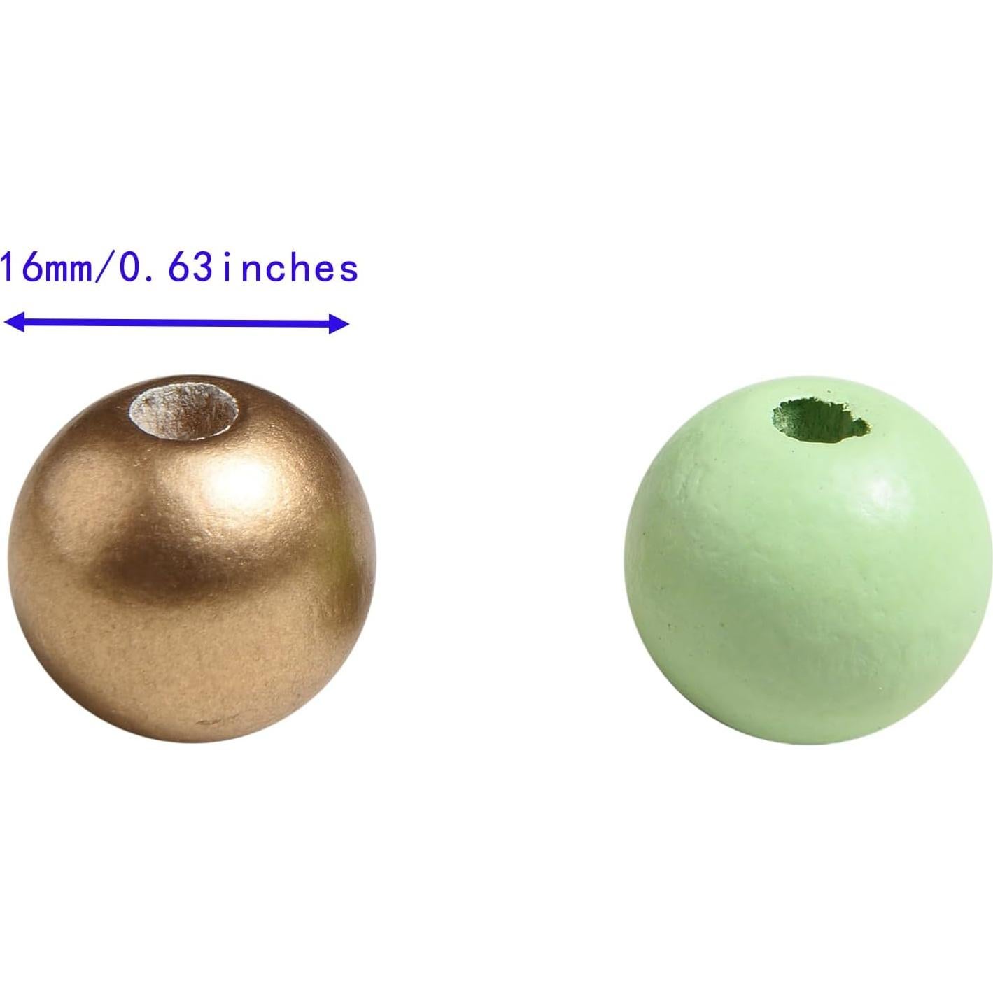 240 Perlas Redondas de Madera Coloridas Jsehchya 16mm para Manualidades