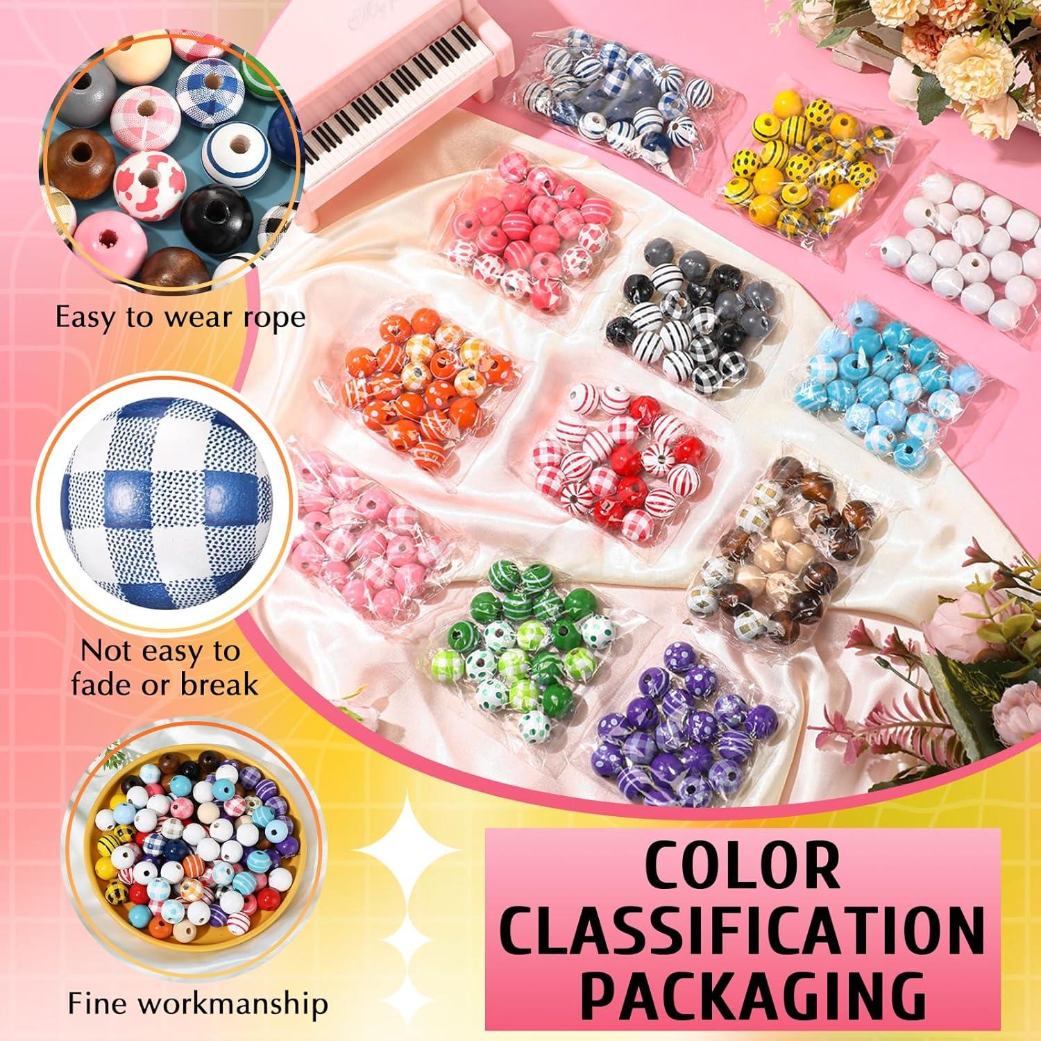 240 Cuentas de Madera Coloridas 16mm XunYee para Manualidades