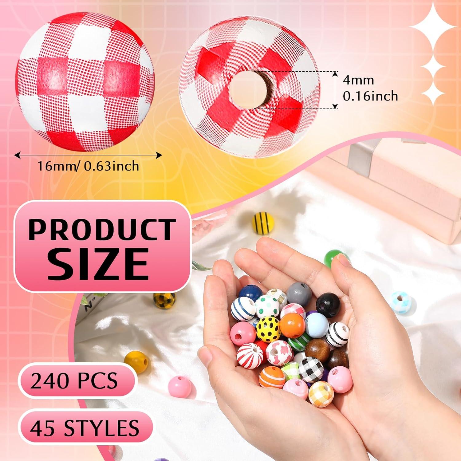 240 Cuentas de Madera Coloridas 16mm XunYee para Manualidades