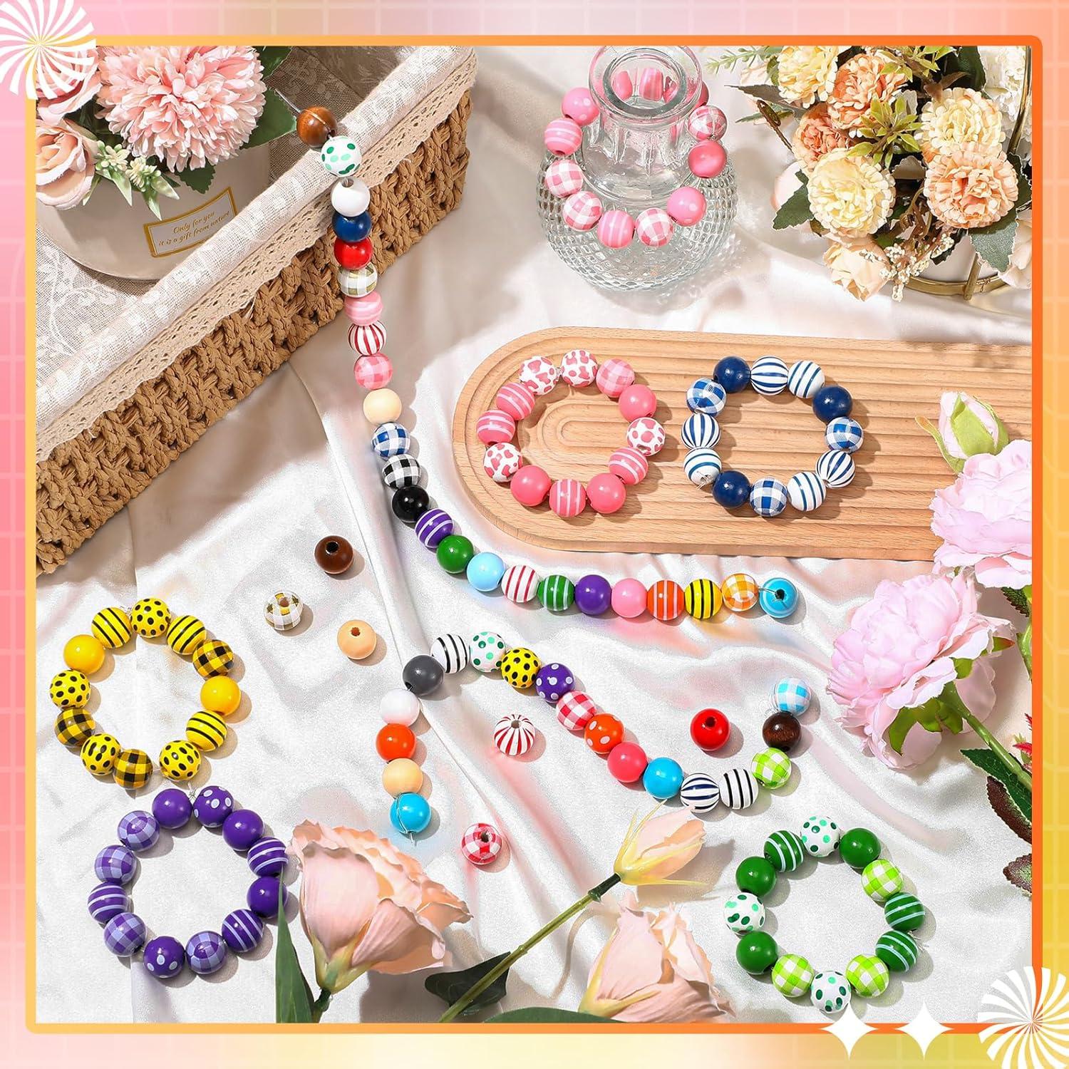 240 Cuentas de Madera Coloridas 16mm XunYee para Manualidades