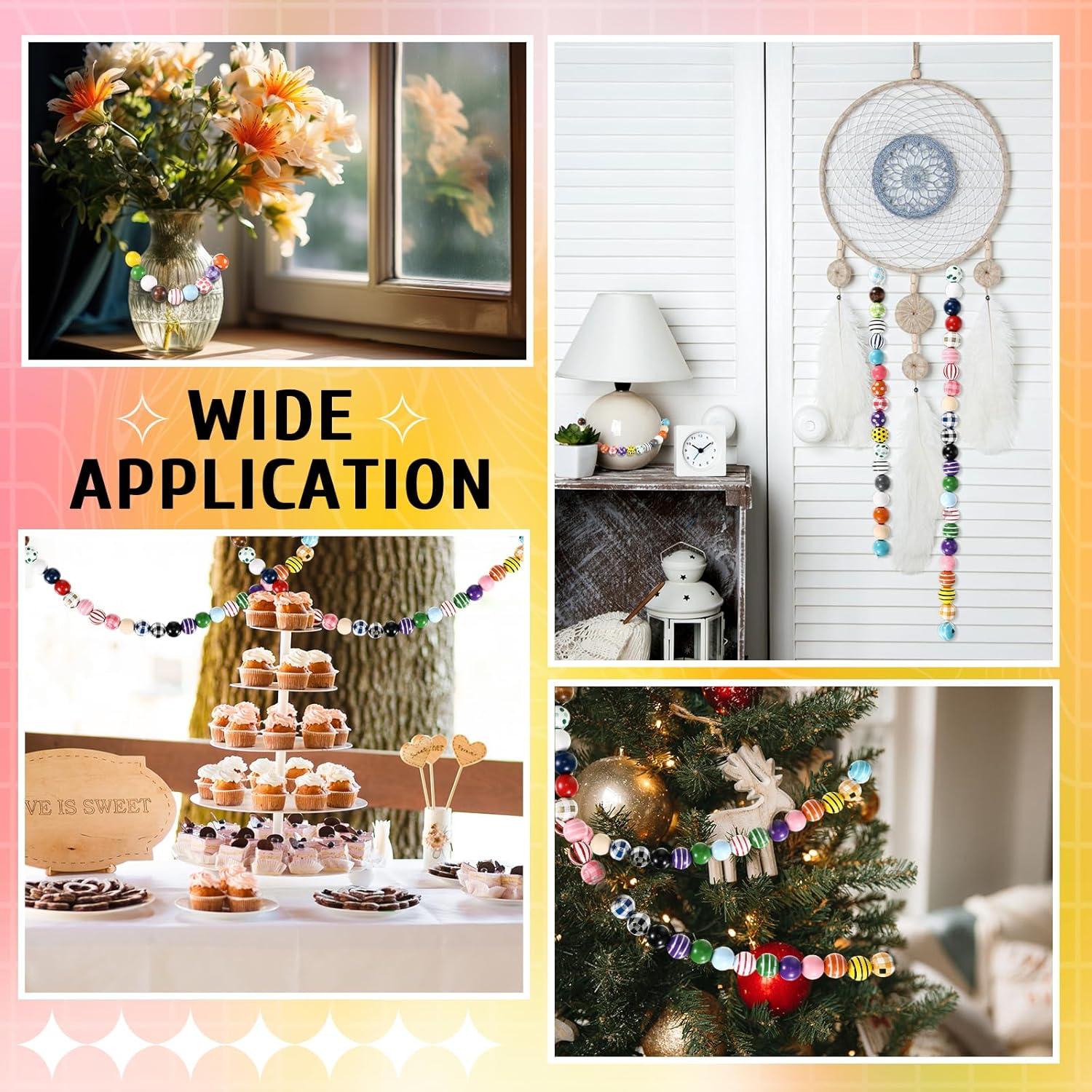 240 Cuentas de Madera Coloridas 16mm XunYee para Manualidades