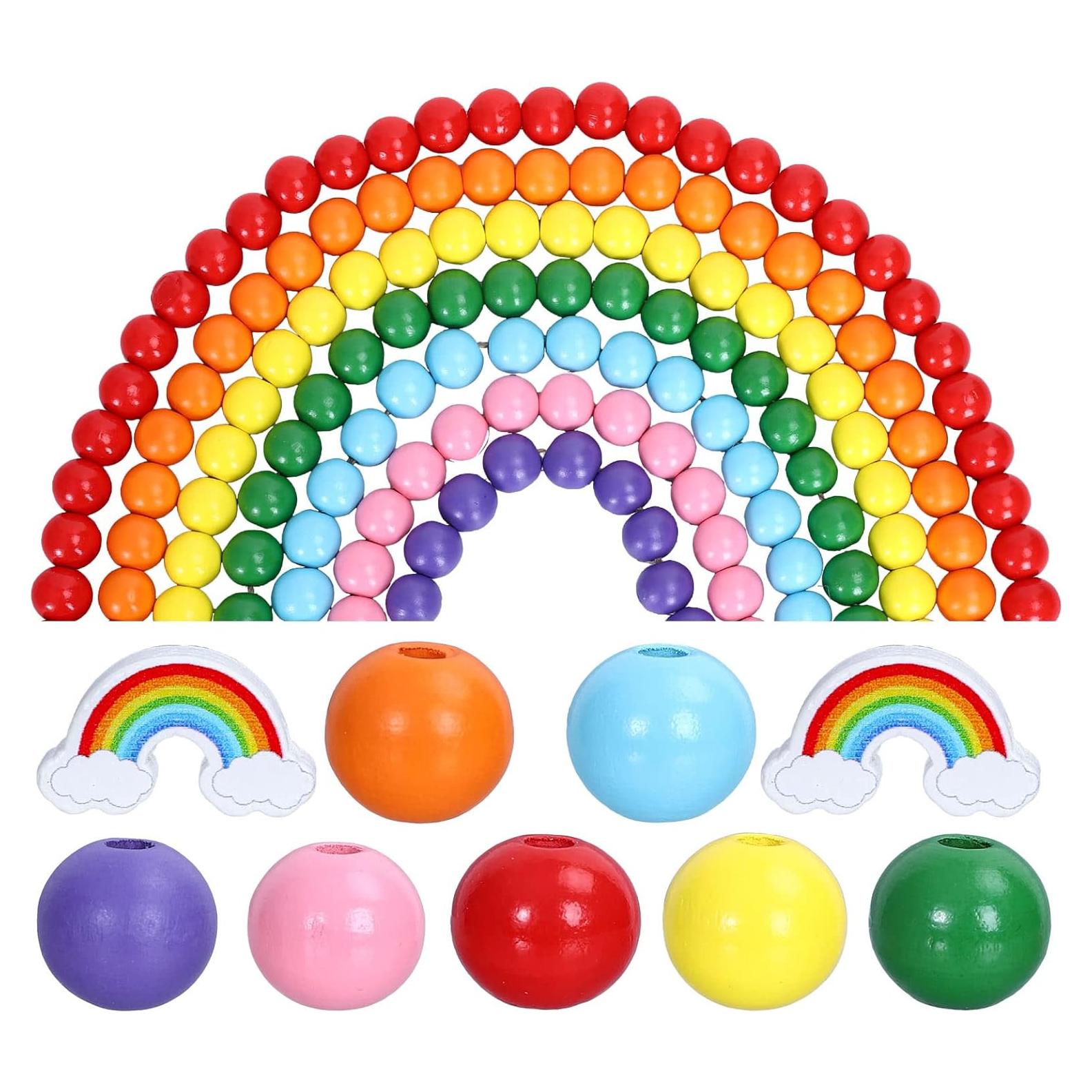 Kit de Perlas de Madera Arcoíris 230 Piezas Whaline DIY