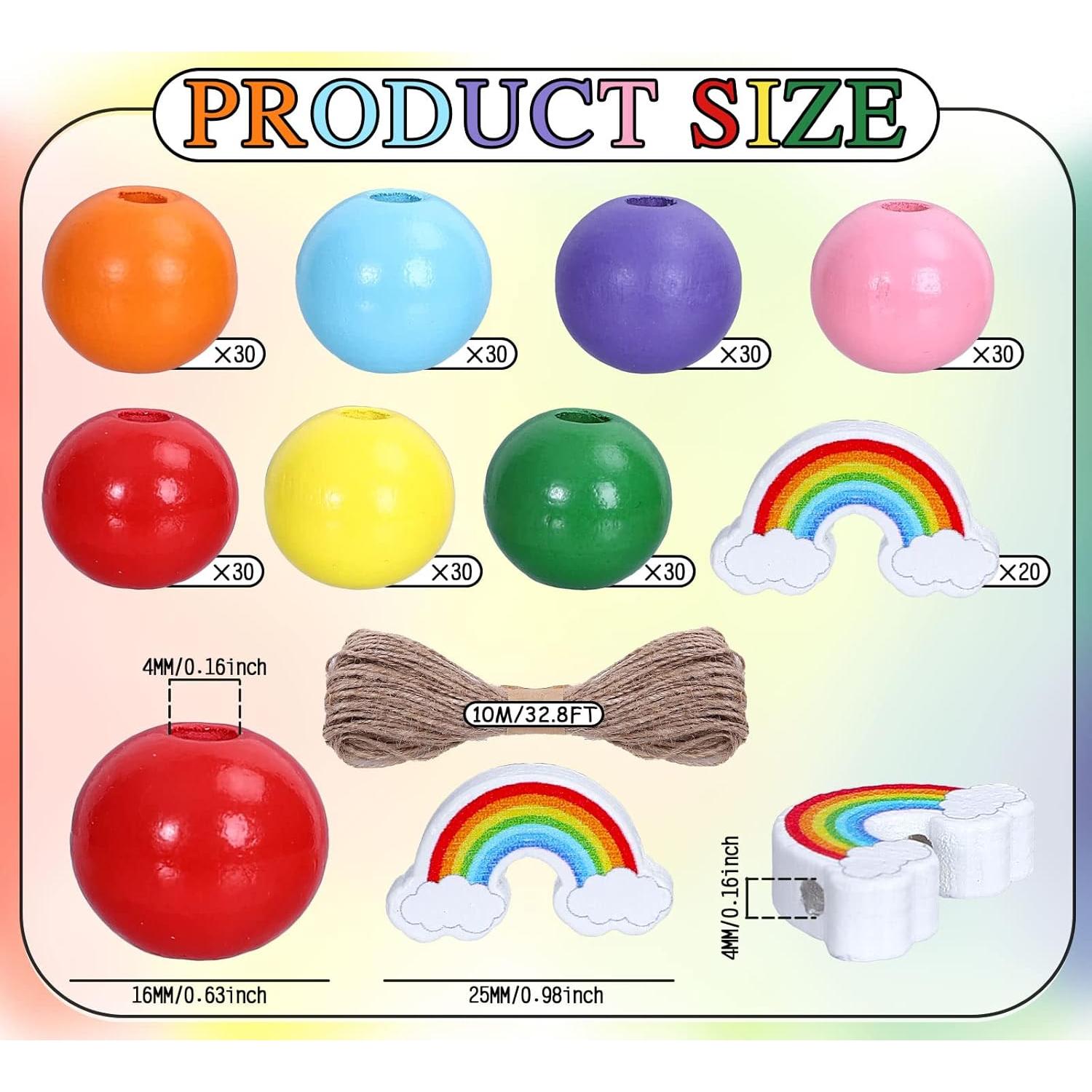 Kit de Perlas de Madera Arcoíris 230 Piezas Whaline DIY