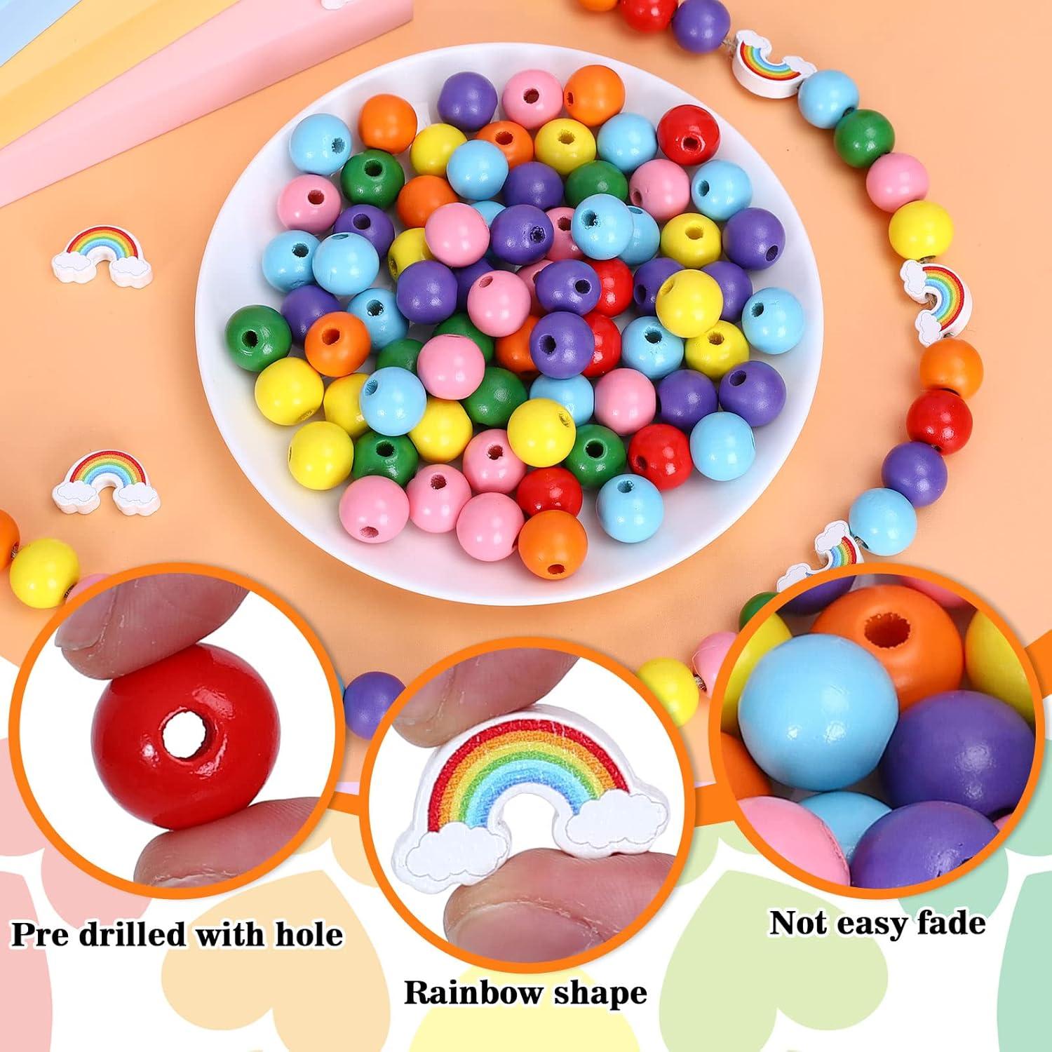 Kit de Perlas de Madera Arcoíris 230 Piezas Whaline DIY