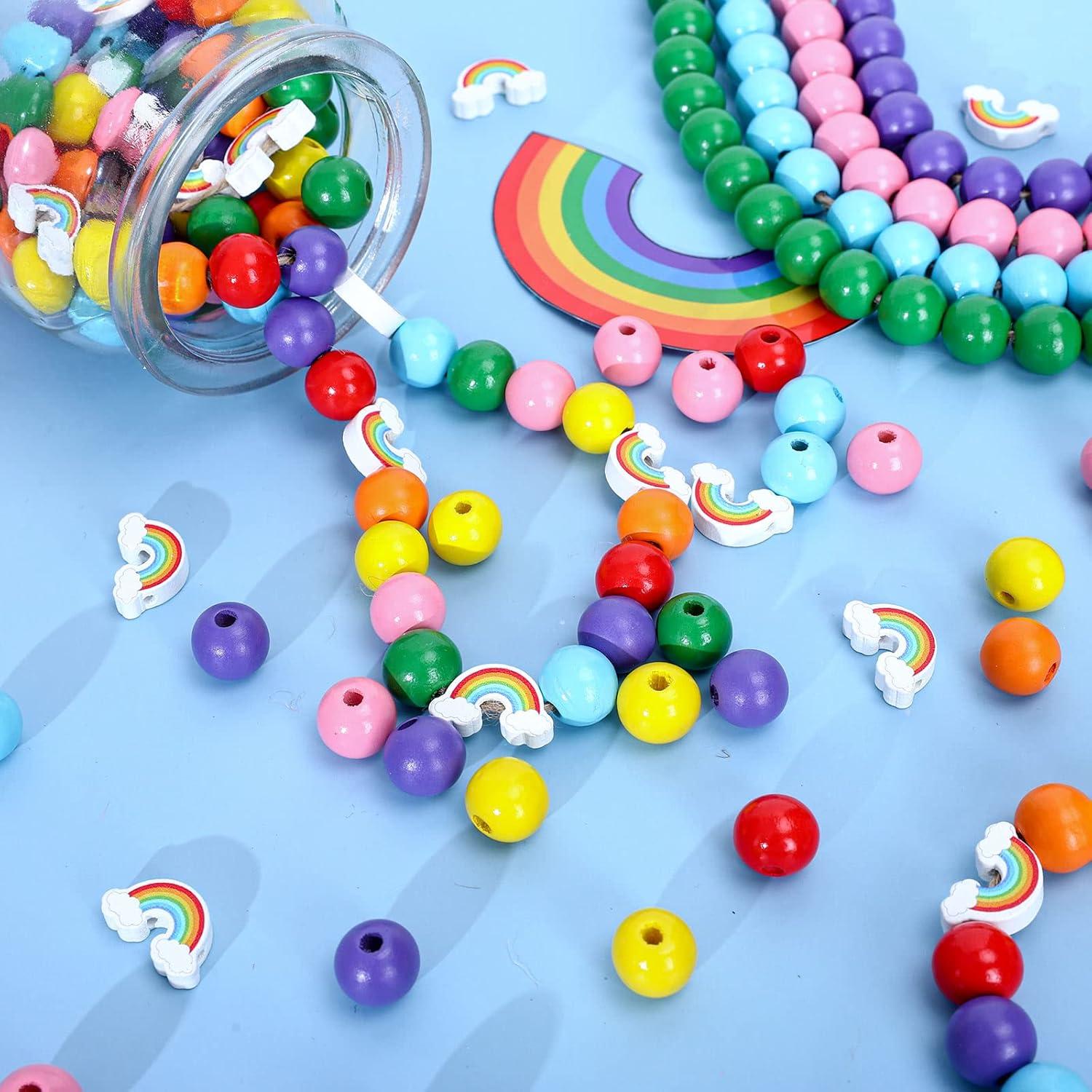 Kit de Perlas de Madera Arcoíris 230 Piezas Whaline DIY