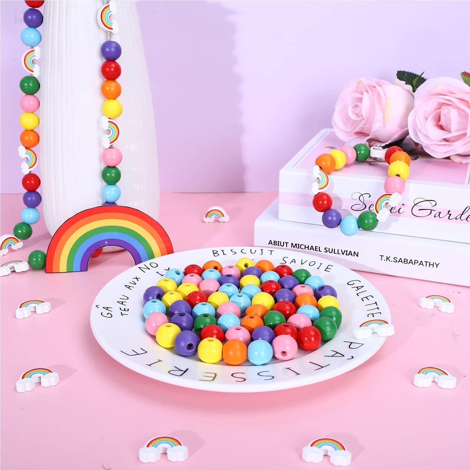 Kit de Perlas de Madera Arcoíris 230 Piezas Whaline DIY